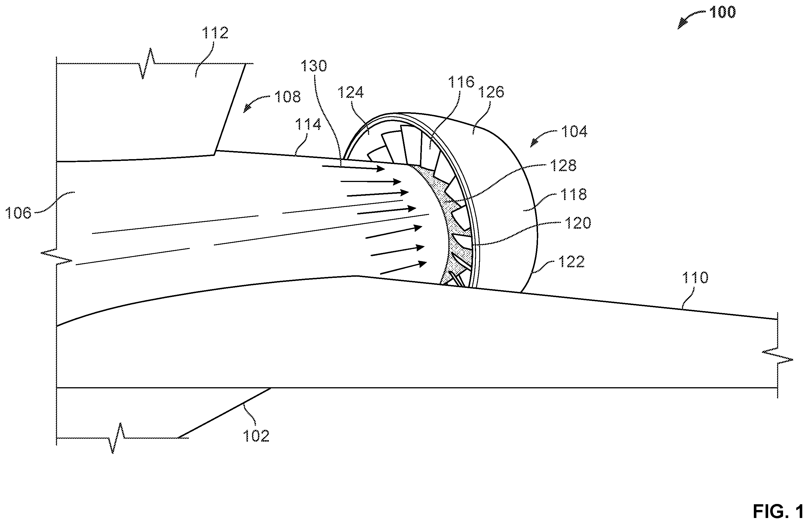 Patent US11814152 — Methods and apparatus for accelerating an aircraft fuselage boundary layer via a fan powered by an auxiliary power unit of the aircraft — Figure 1