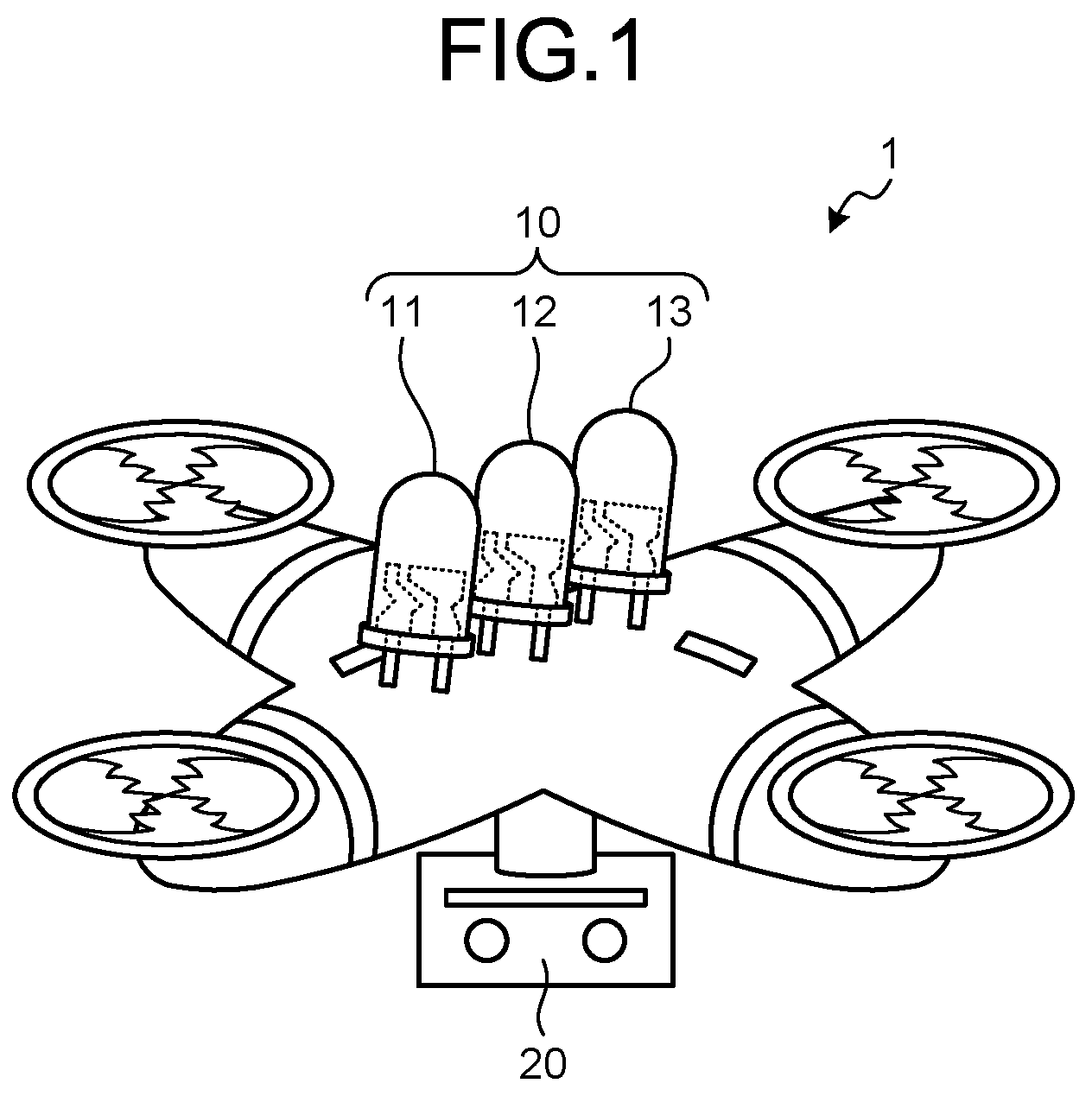 Patent US11814155 — Control apparatus and control method for specular object detection based on an unmanned aerial vehicle's reflection — Figure 1