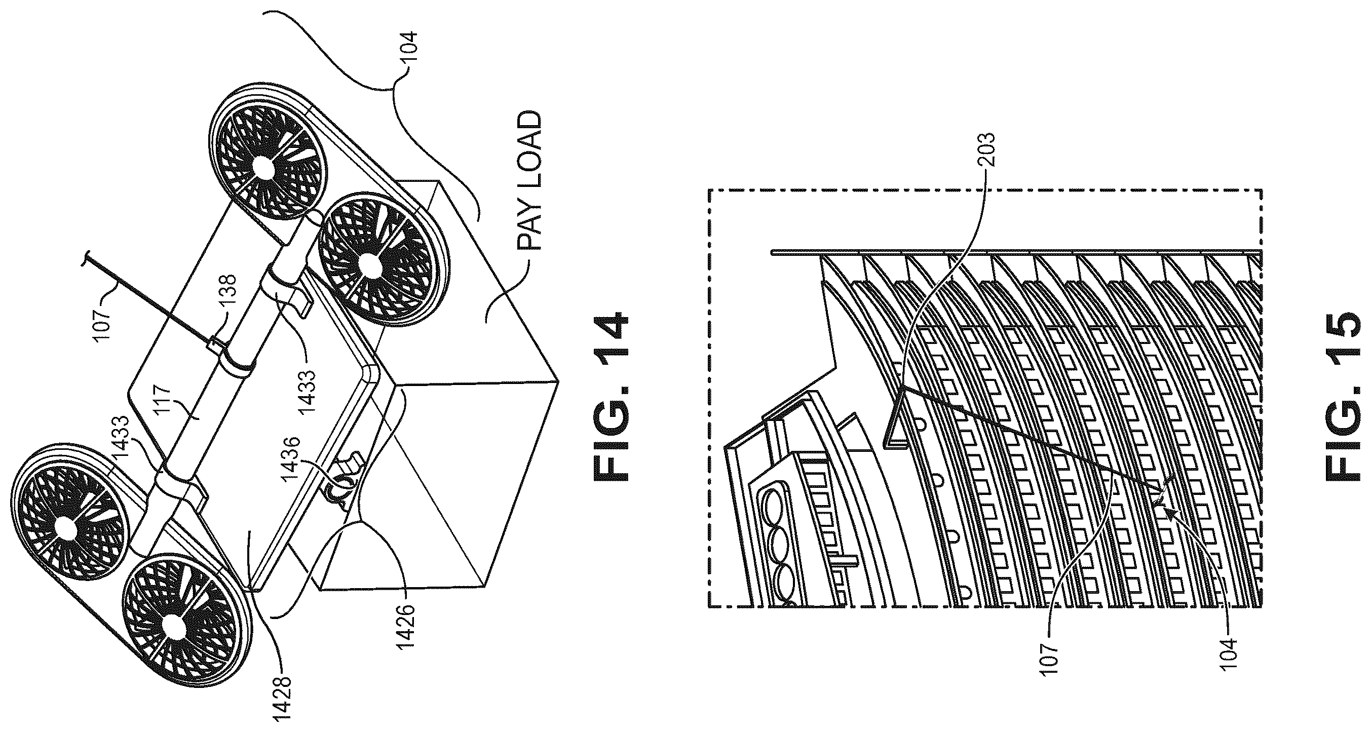 Patent US11814168 Figure 13 – Suspended aerial vehicle system with thruster stabilization