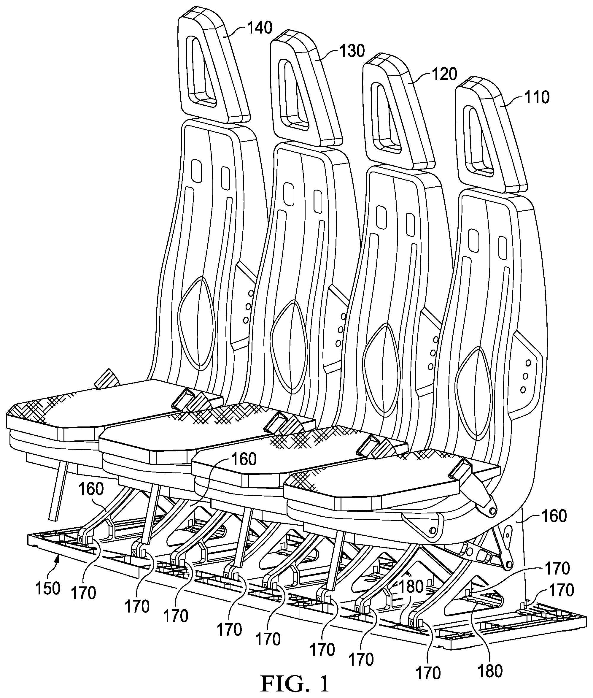 Patent US11814176 Figure 1 – Passenger seat crash safety system