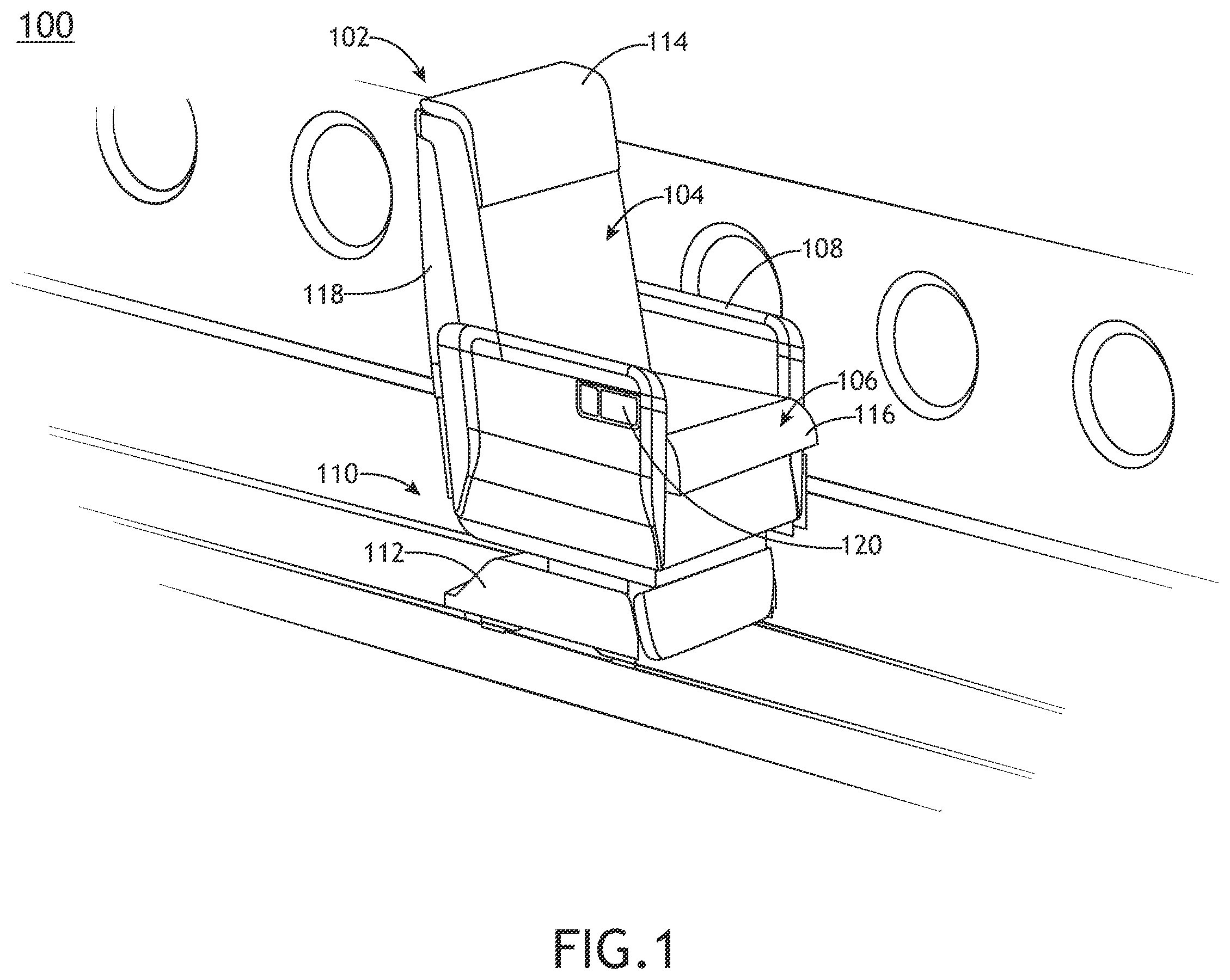 Patent US11814178 Figure 1 – Lift assist system for an aircraft seat