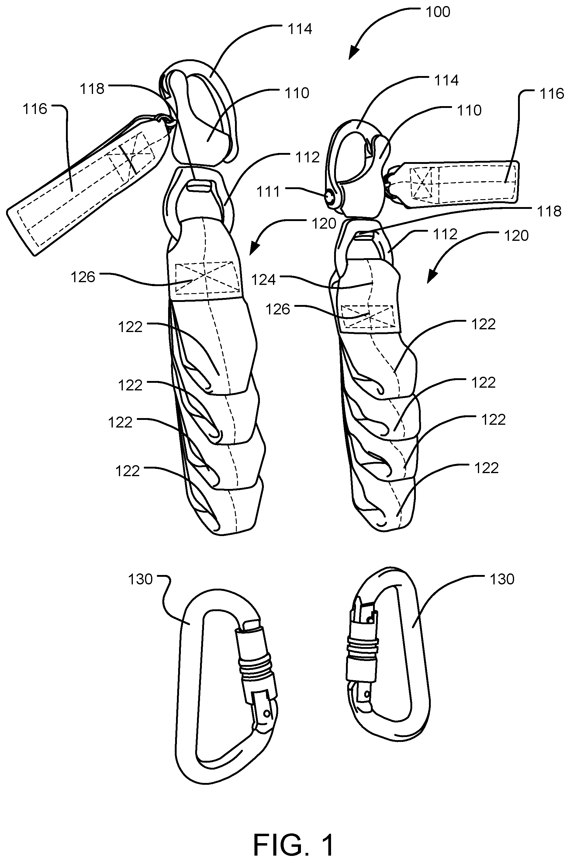 Patent US11814183 — Strap for securing a bag to a parachute harness — Figure 1