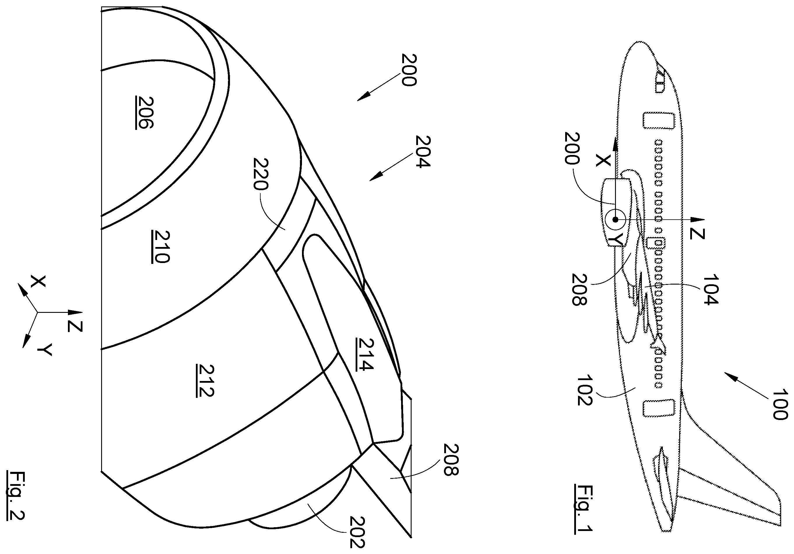Patent US11814184 — Assembly for an aircraft having a pylon and a nacelle comprising a visor fitted with tensioning systems and centering systems — Figure 1