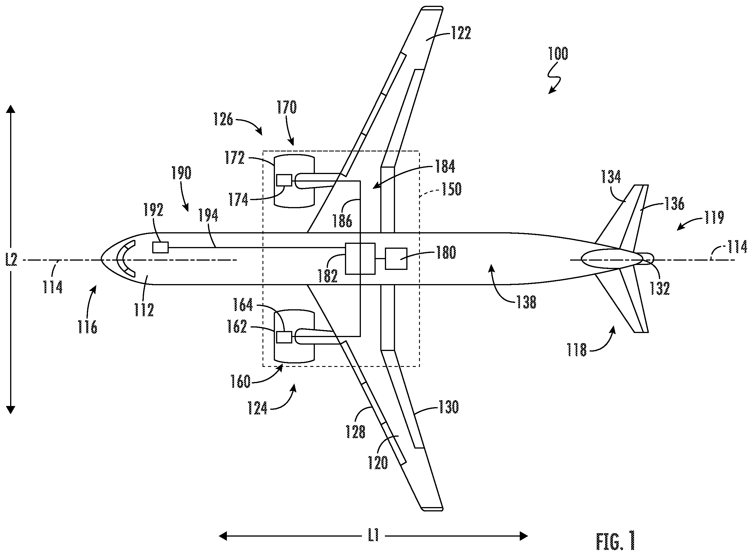Patent US11814187 Figure 1 – Hybrid electric propulsor equipped with a hydraulic coupling