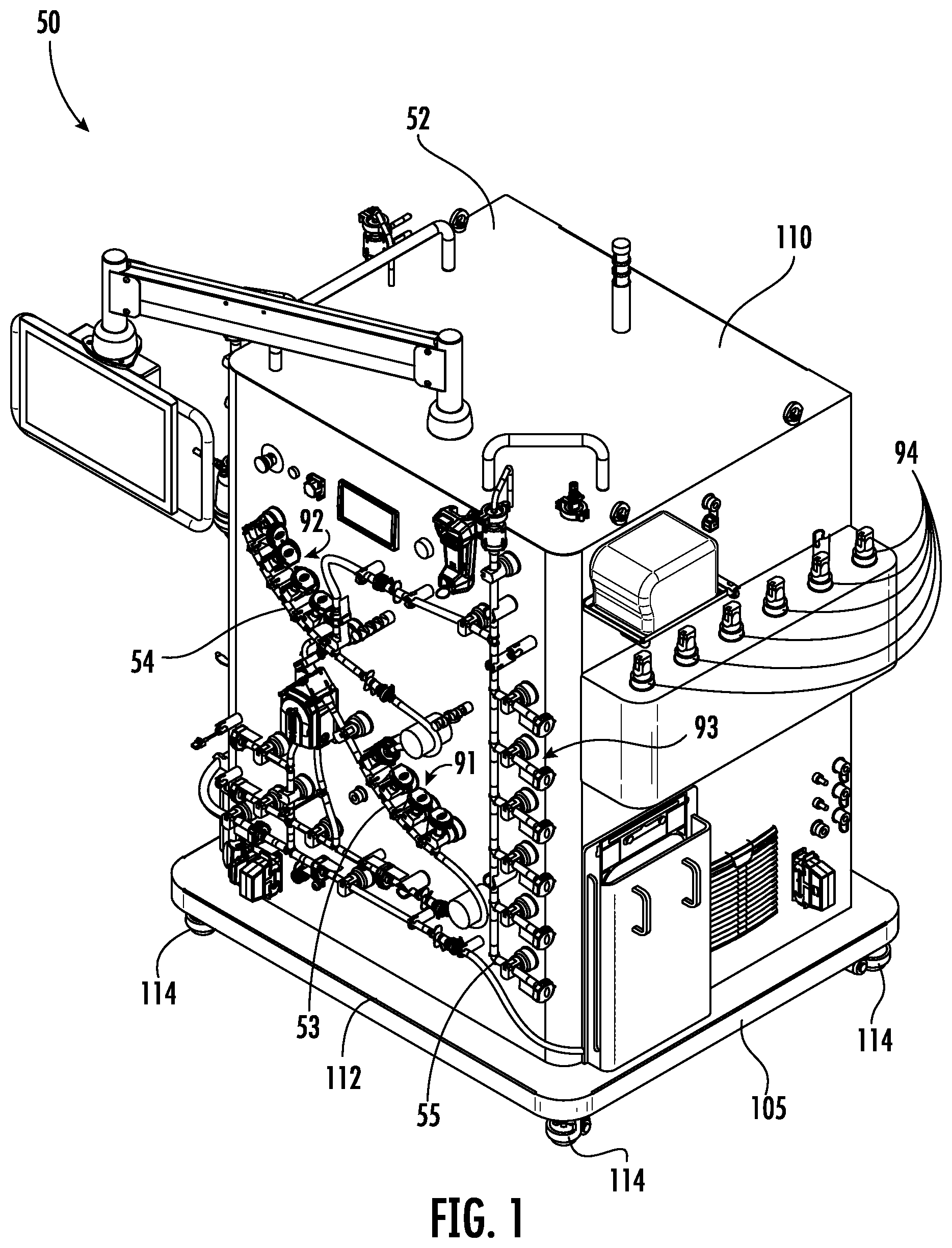 Patent US11814200 — Fluid distribution system with single use manifold assembly for scaled filling — Figure 1
