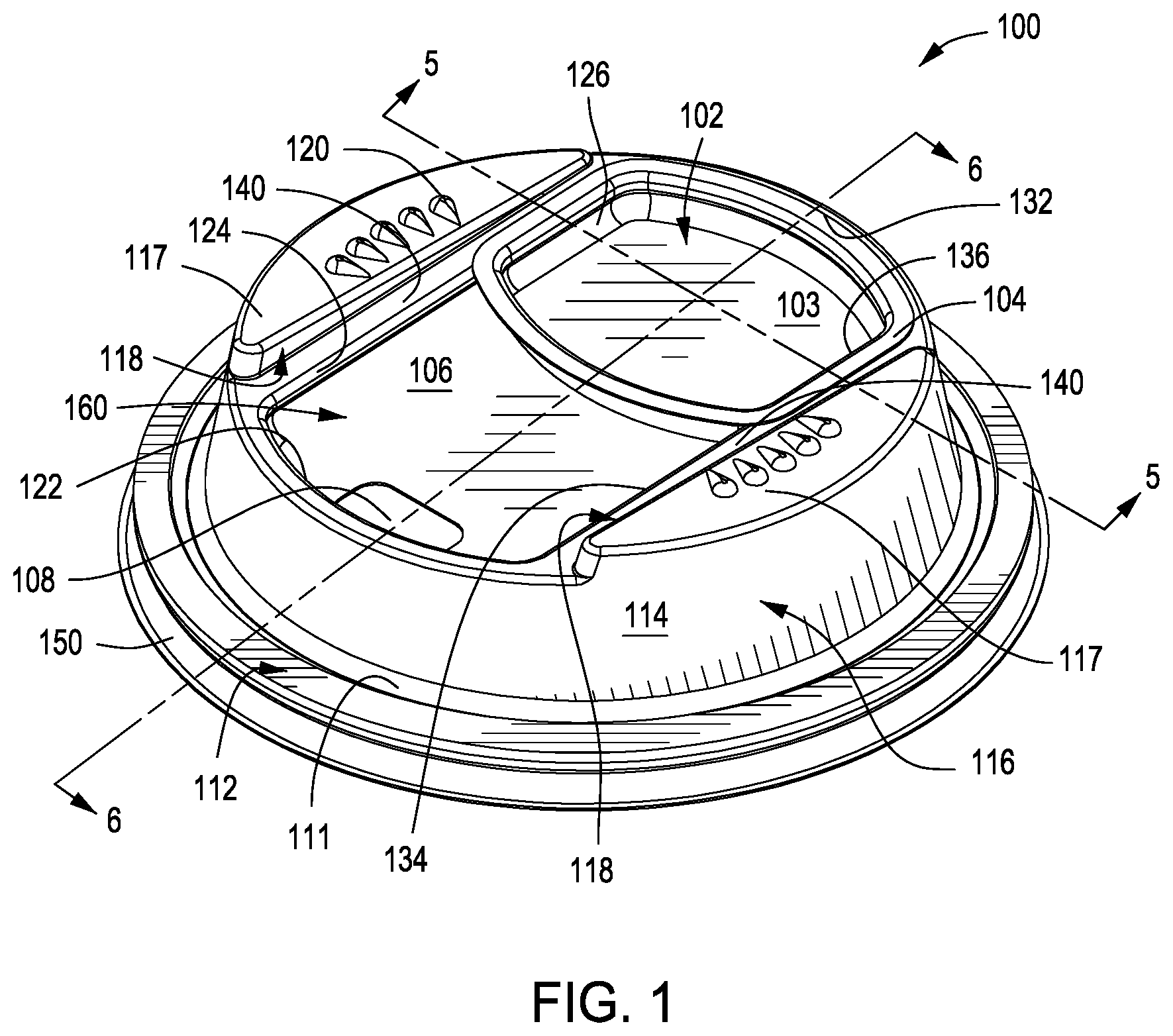 Patent US11814212 — Reclosable cup lid with sliding member — Figure 1