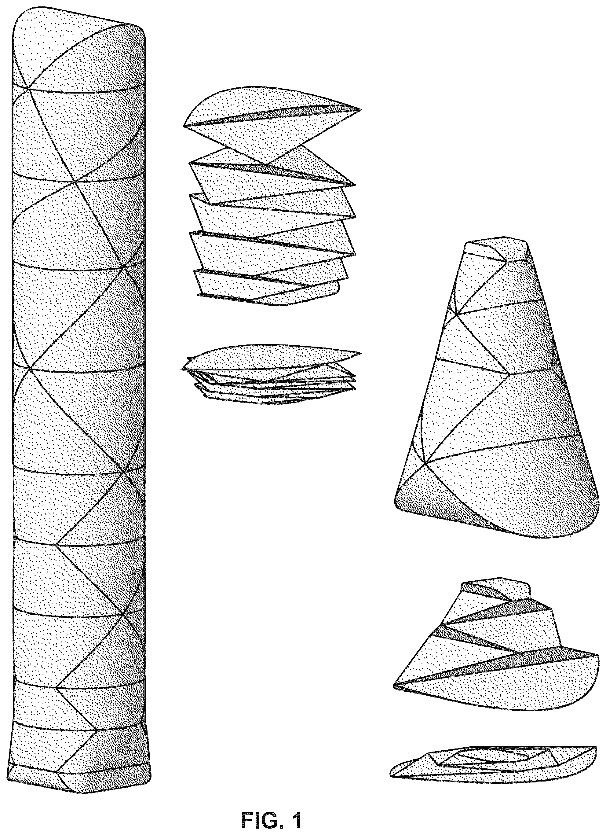 Patent US11814214 — Collapsible article comprising combinations and multiplications of foldable sections — Figure 1