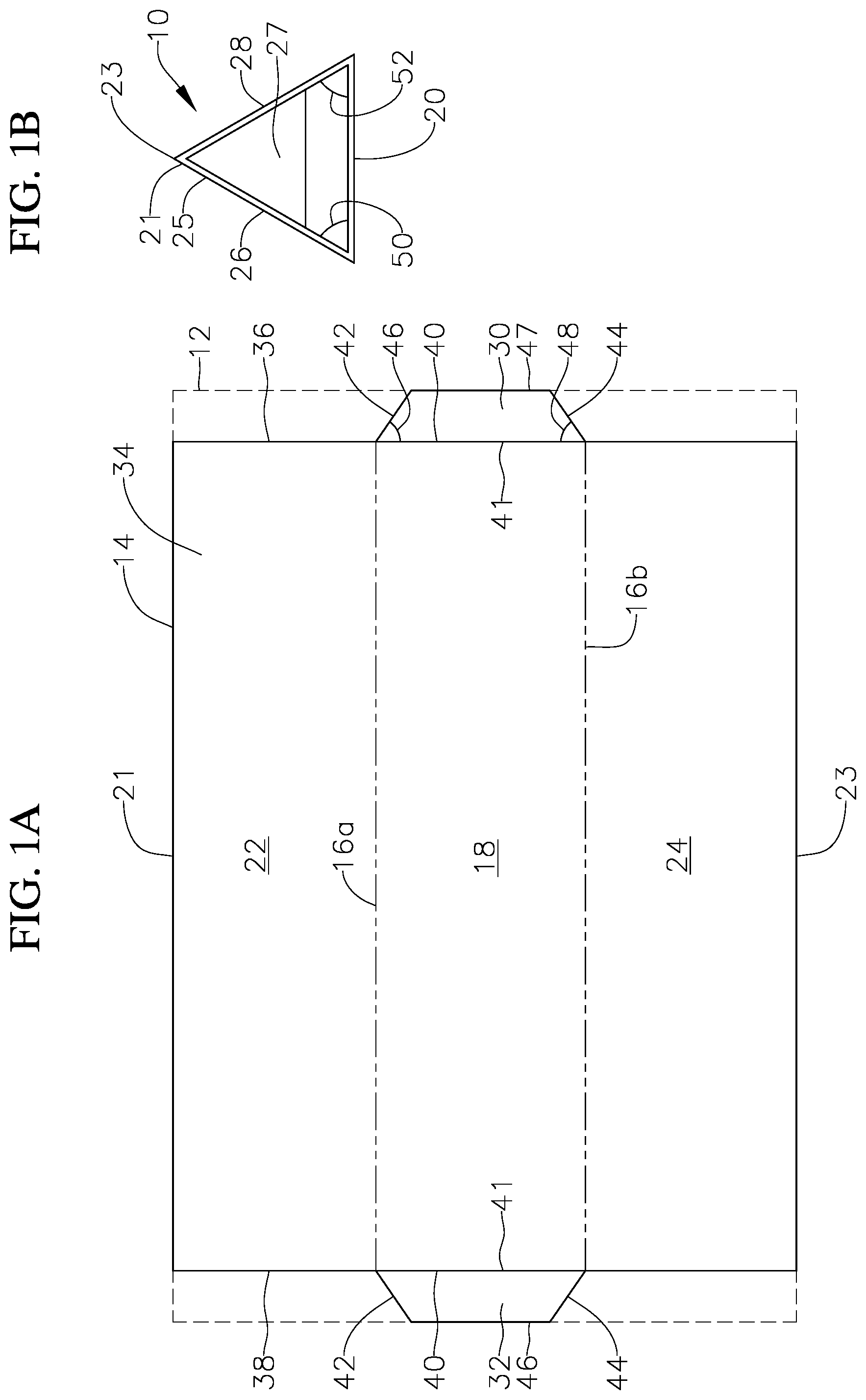 Patent US11814221 — Triangular packages and methods of making the same — Figure 1