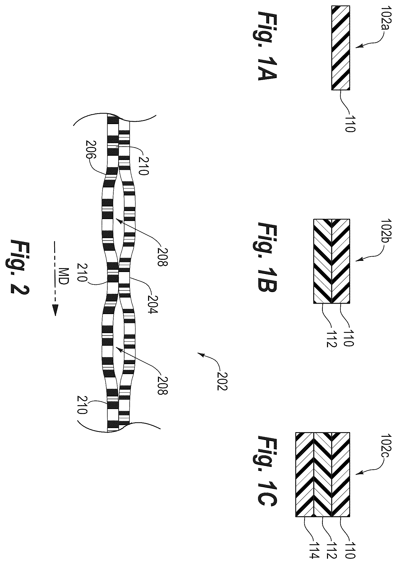 Patent US11814225 — Multi-film thermoplastic structures having visually-distinct contact areas arranged in text and methods of making the same — Figure 1