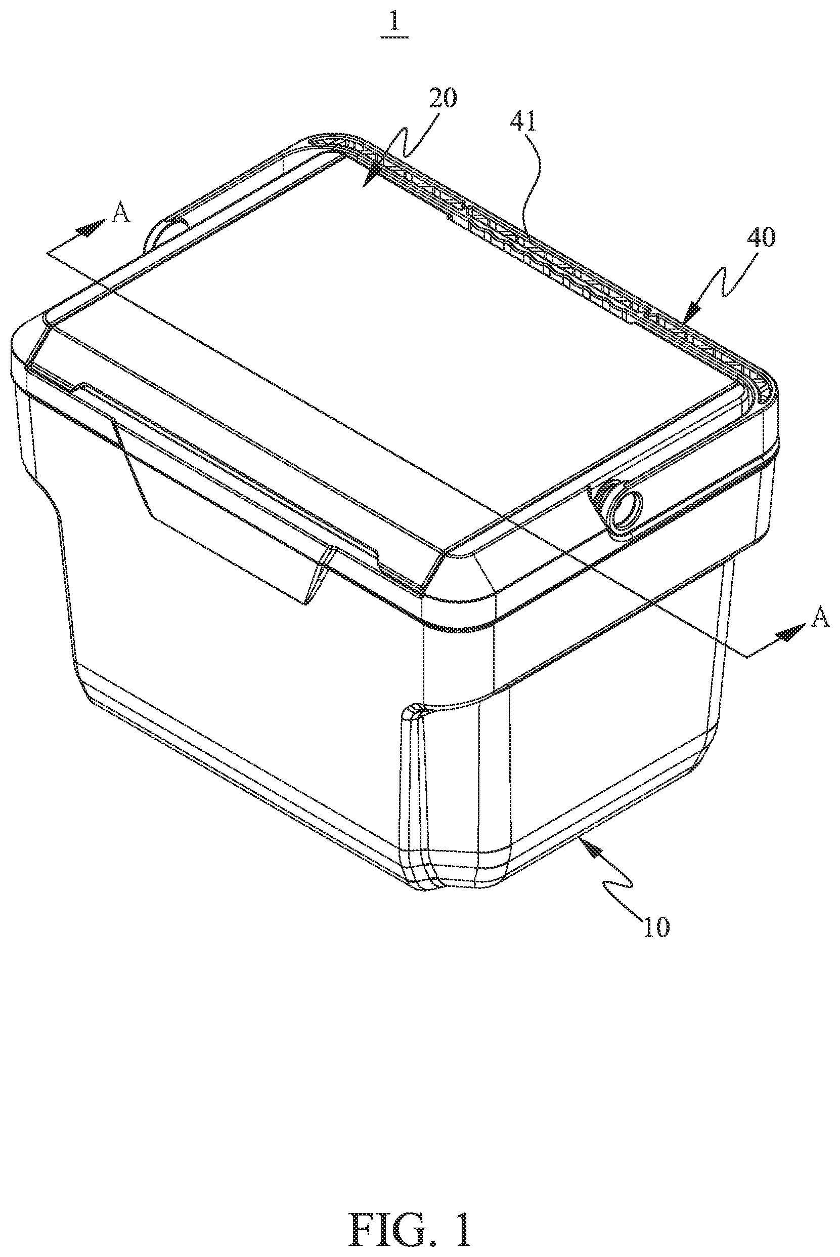 Patent US11814234 Figure 1 – Snap-fit cooler box