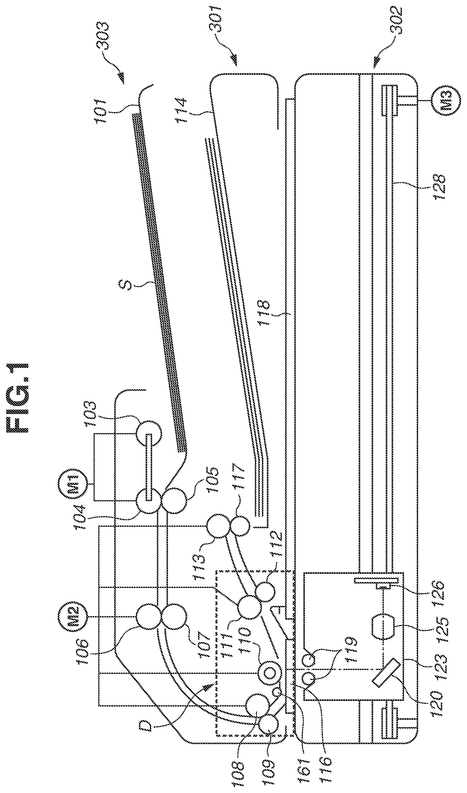 Patent US11814259 — Sheet conveyance apparatus and image scanning apparatus — Figure 1