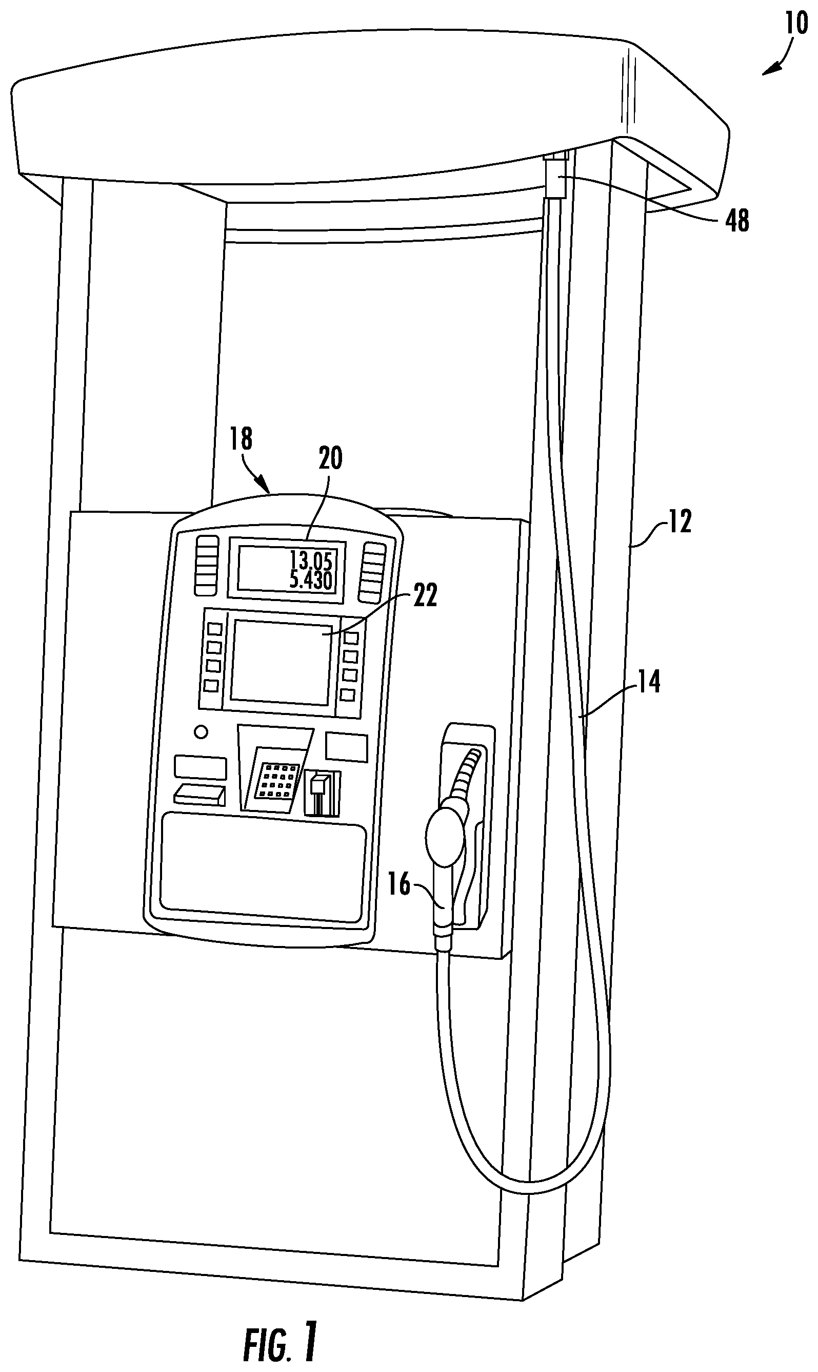 Patent US11814282 — Fuel dispenser with fraud resistant flow control valve — Figure 1