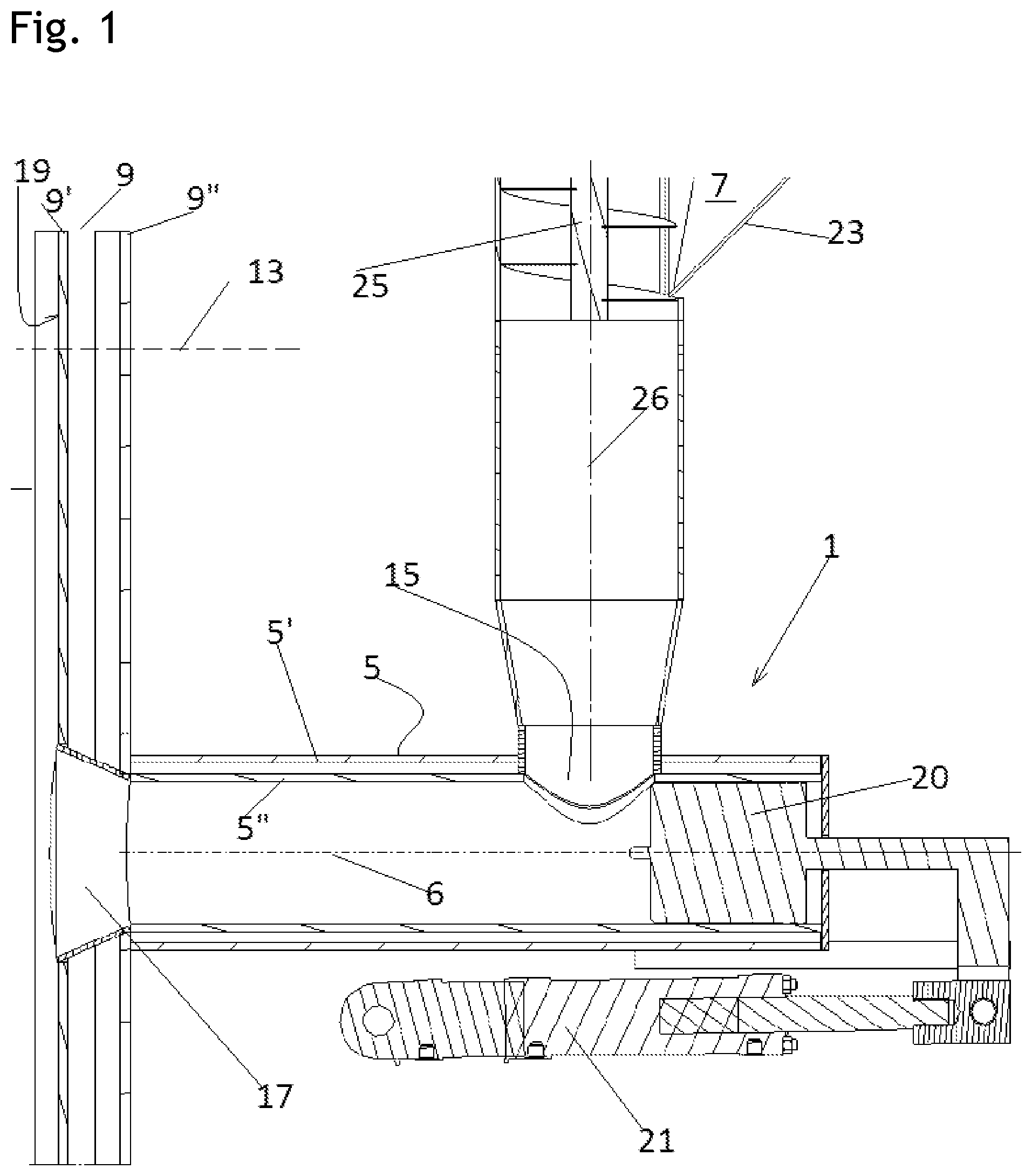 Patent US11814311 — Melter feeding system — Figure 1
