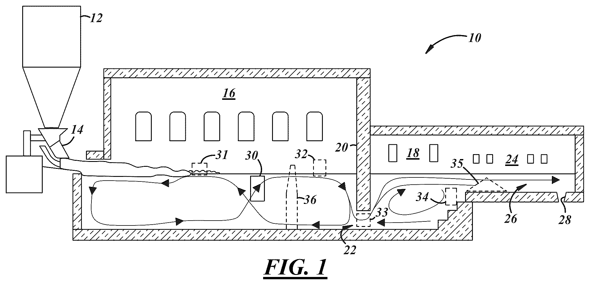 Patent US11814313 — Process and apparatus for refining molten glass — Figure 1