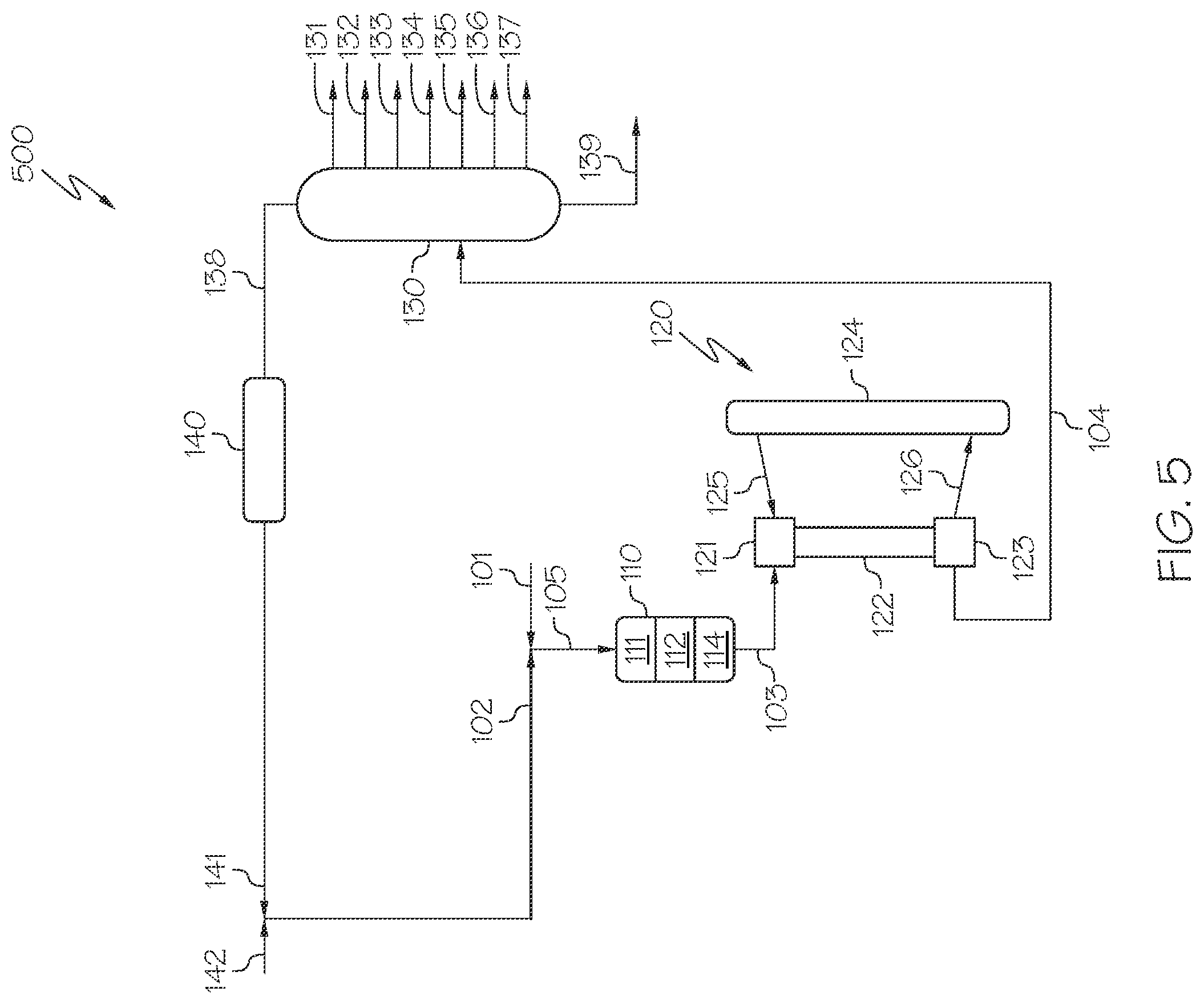 Patent US11814594 Figure 5 – Processes for hydroprocessing and cracking crude oil