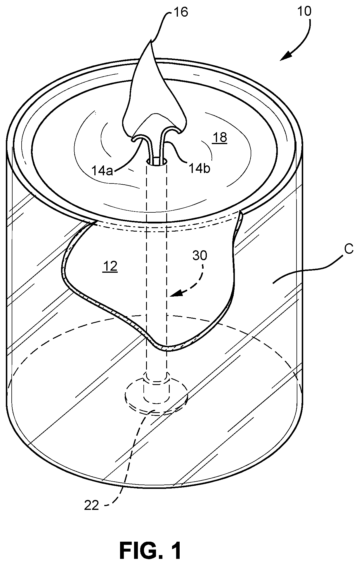 Patent US11814602 — Multiple candle wick assemblies and methods and apparatus for making the same — Figure 1