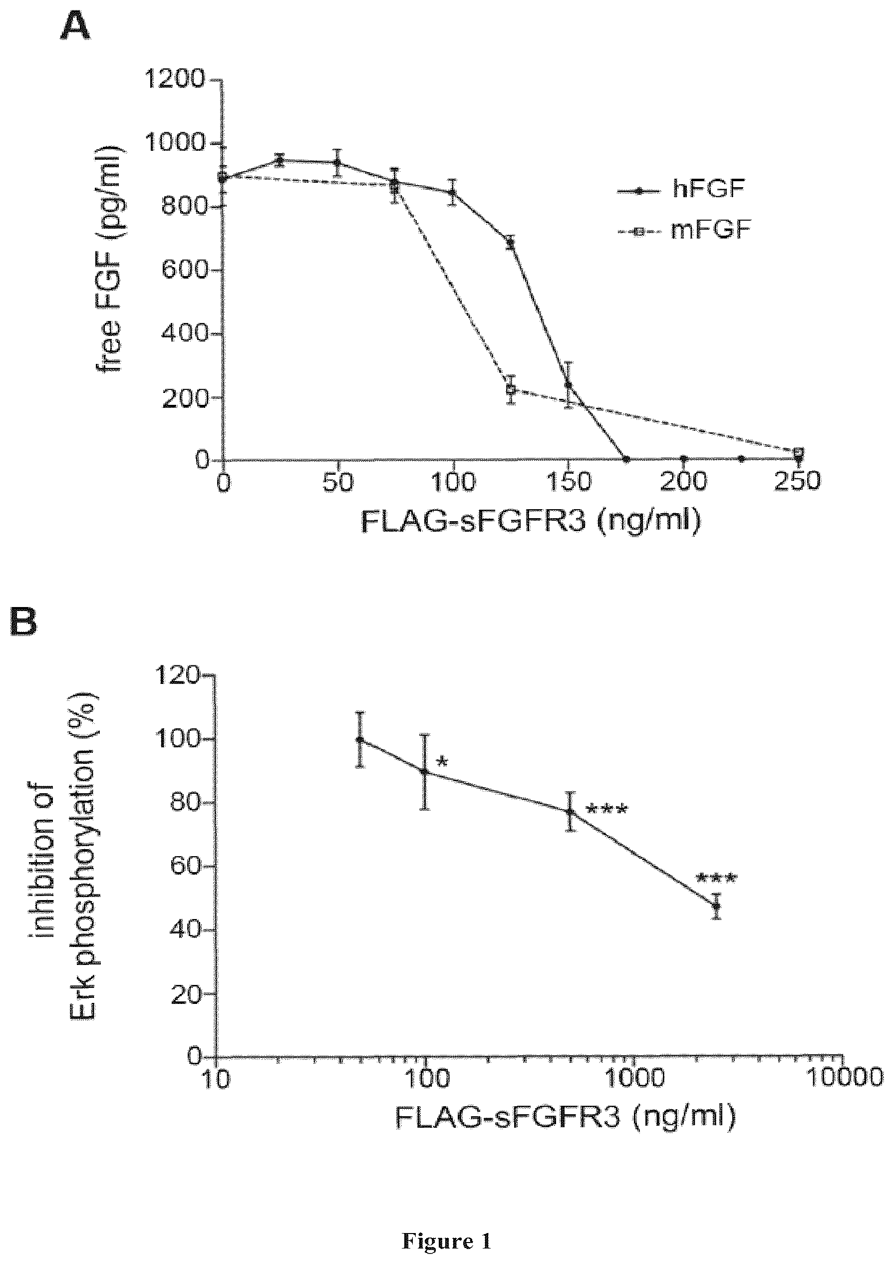 Patent US11814654 — Soluble fibroblast growth factor receptor 3 (FGR3) polypeptide for use in the prevention or treatment of skeletal growth retardation disorders — Figure 1