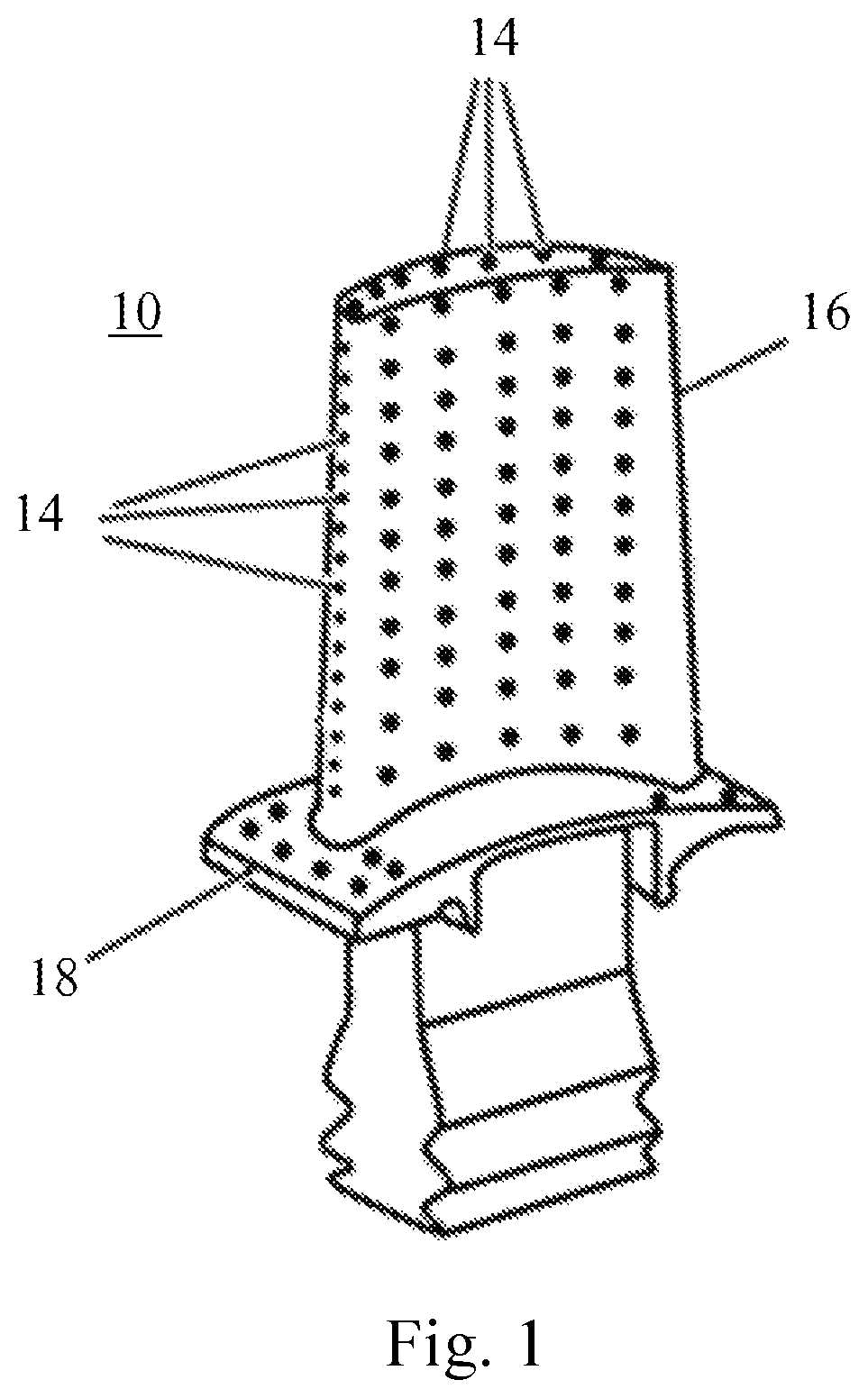 Patent US11814742 — Method of masking apertures in a component and processing the component — Figure 1