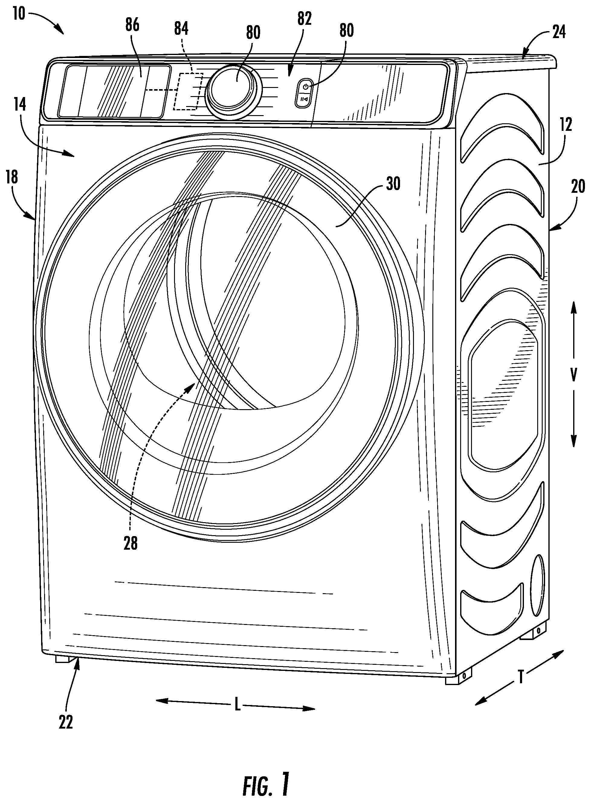 Patent US11814780 — Laundry appliance including induction ironing assembly — Figure 1