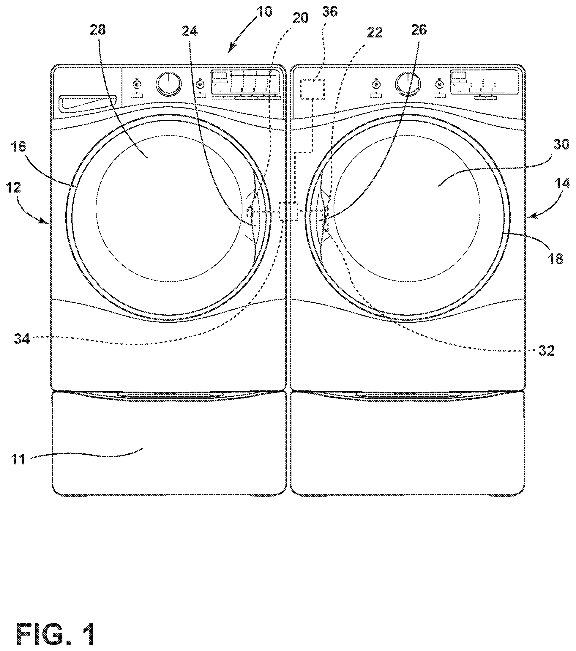 Patent US11814781 — Heater and control scheme for multi-compartment dryer — Figure 1