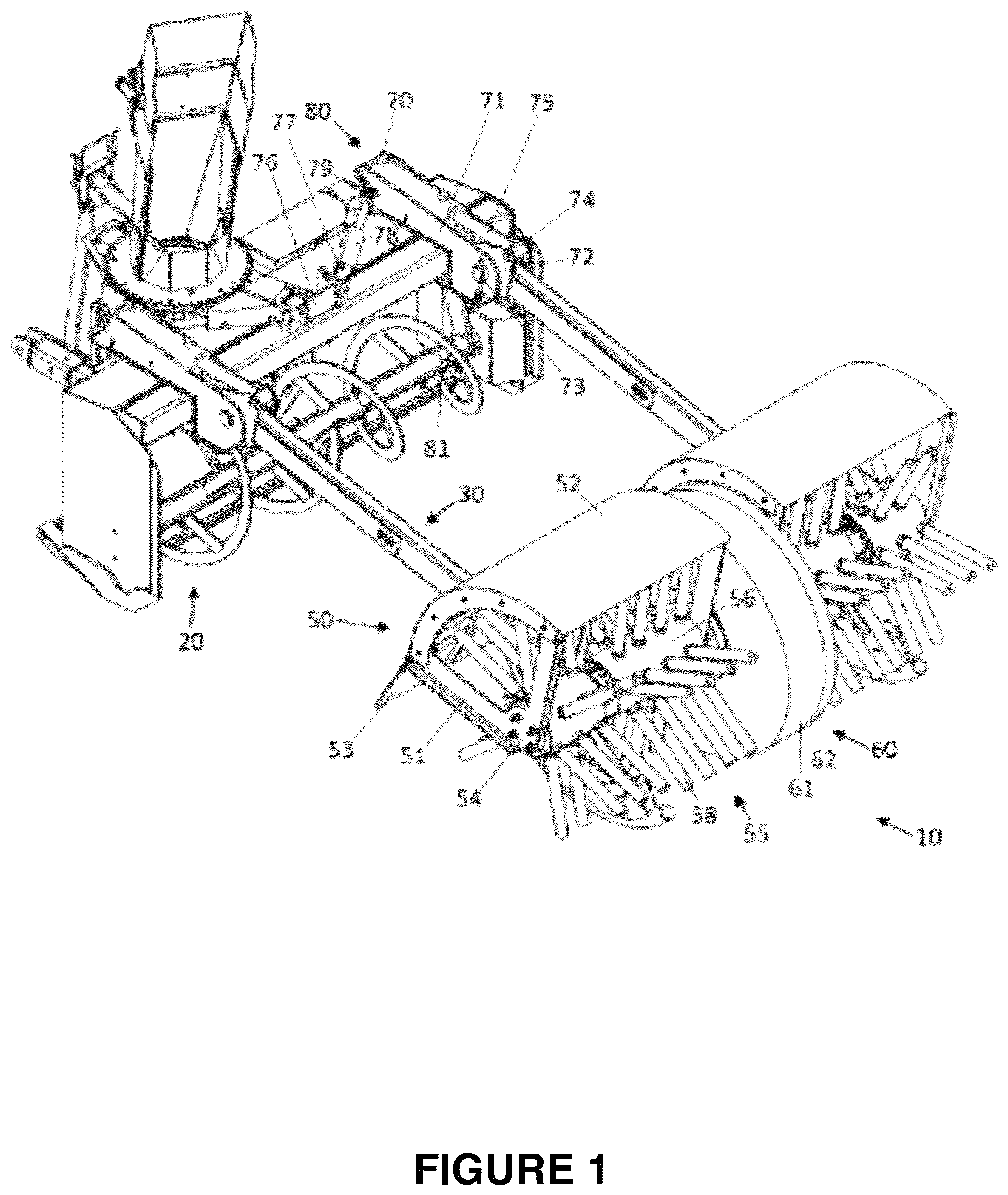 Patent US11814799 — Fire hydrant sweeping machine — Figure 1