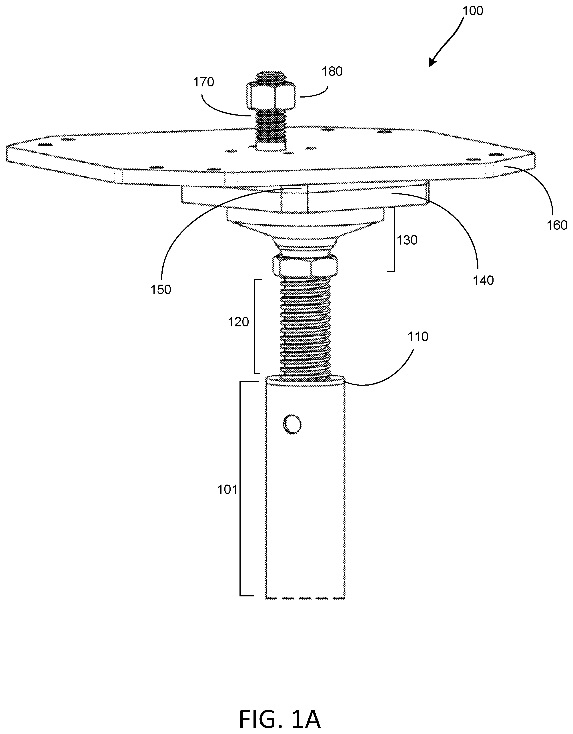 Patent US11814809 — Laterally and vertically adjustable foundation structure — Figure 1