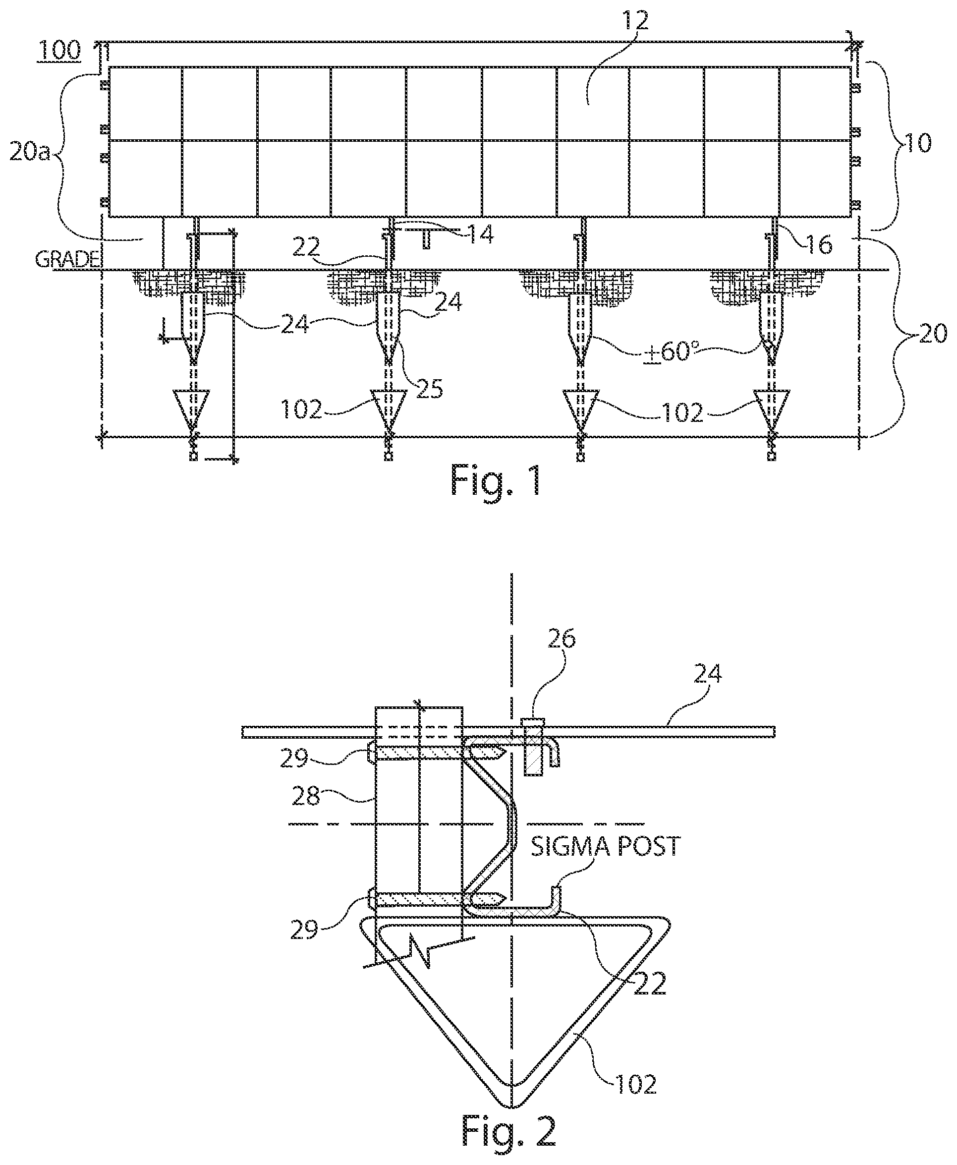 Patent US11814810 Figure 1 – Ground mounting assembly
