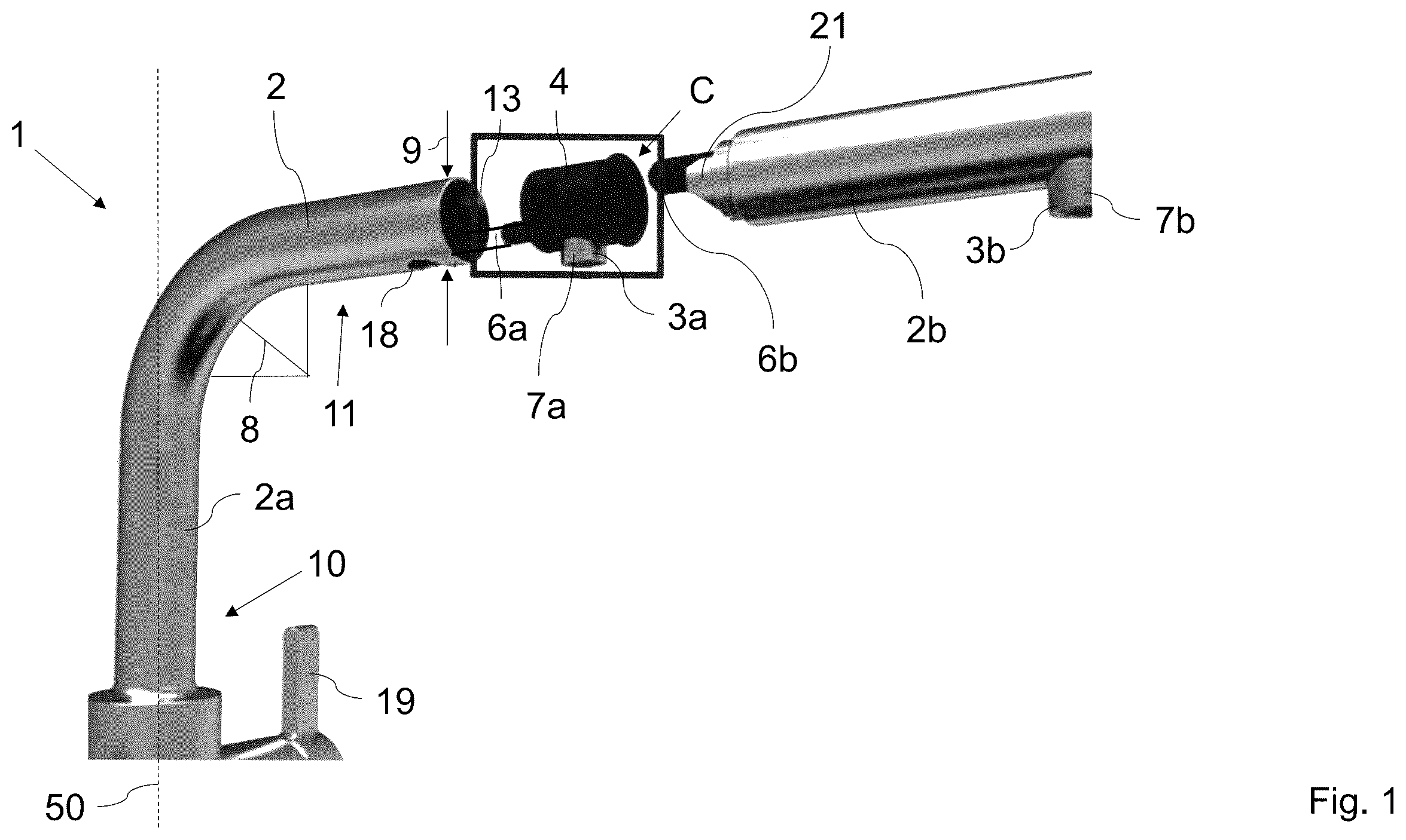 Patent US11814826 — Fitting for dispensing liquids and liquid dispensing system — Figure 1