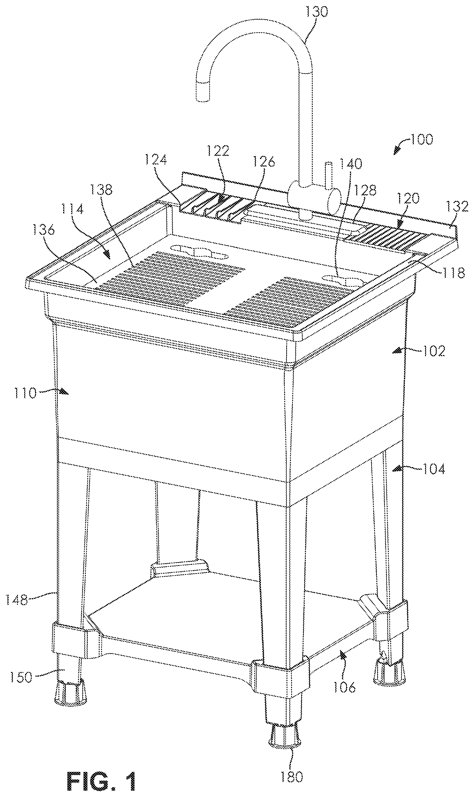 Patent US11814833 — Utility sink system and method of assembly — Figure 1