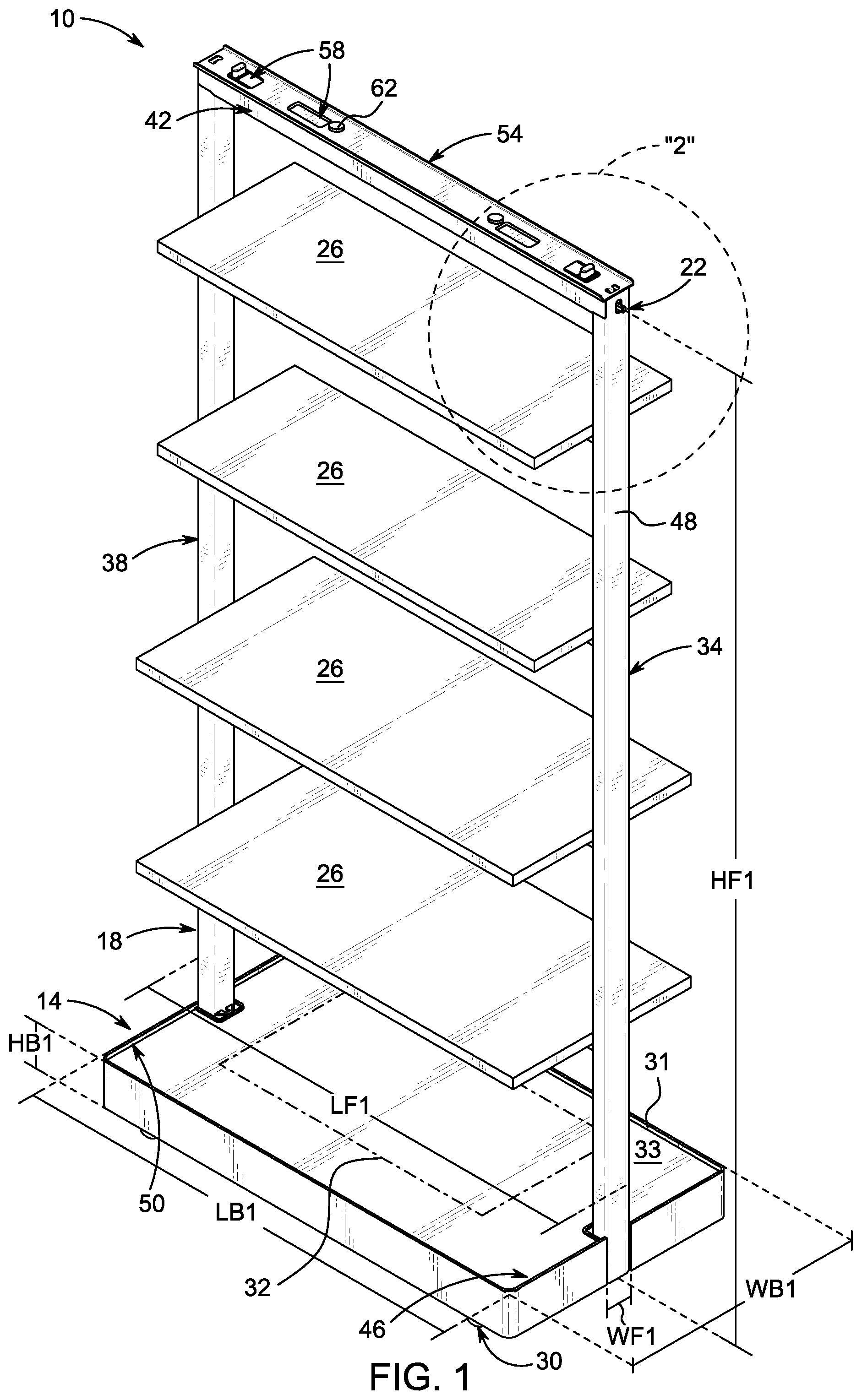 Patent US11814839 — Mobile wall including an alignment mechanism — Figure 1