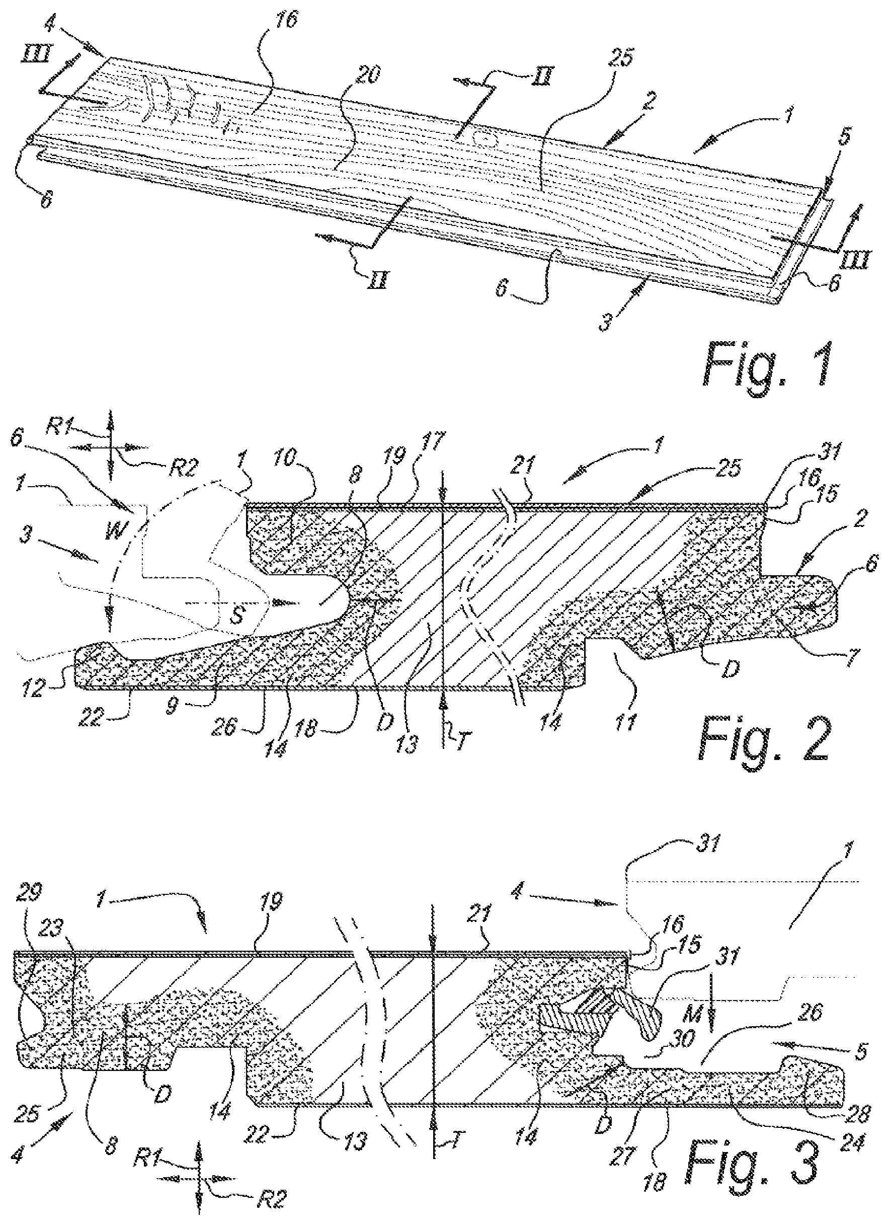 Patent US11814851 — Floor board and method for manufacturing such floor boards — Figure 1
