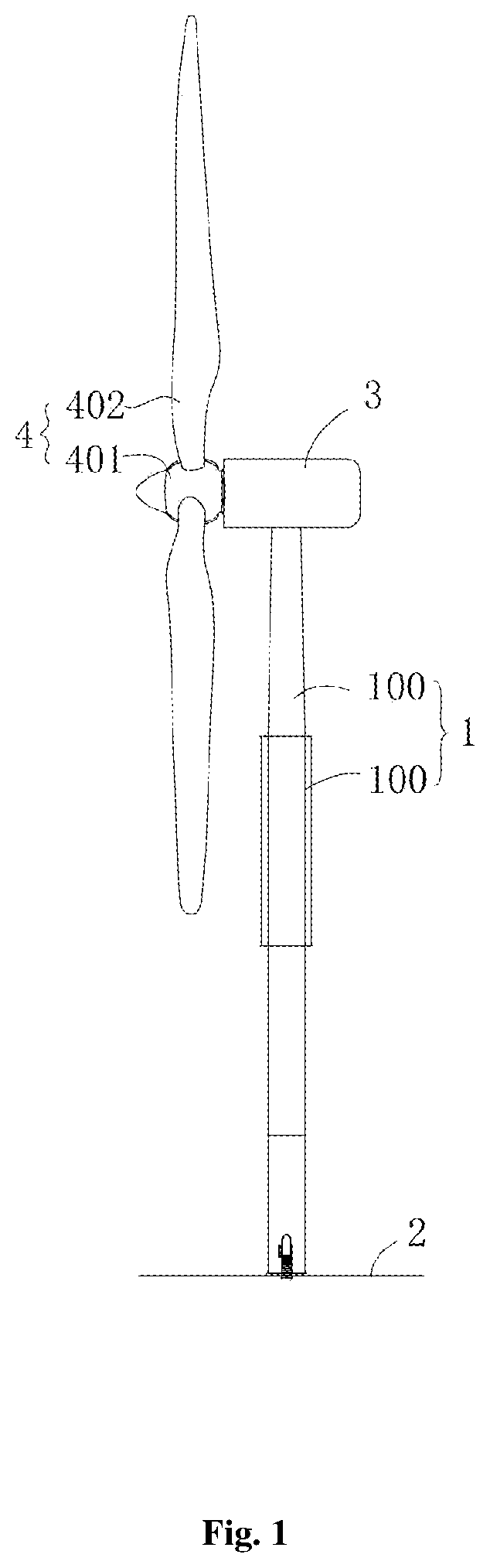 Patent US11814856 — Tower tube section, tower frame and wind power generator set — Figure 1