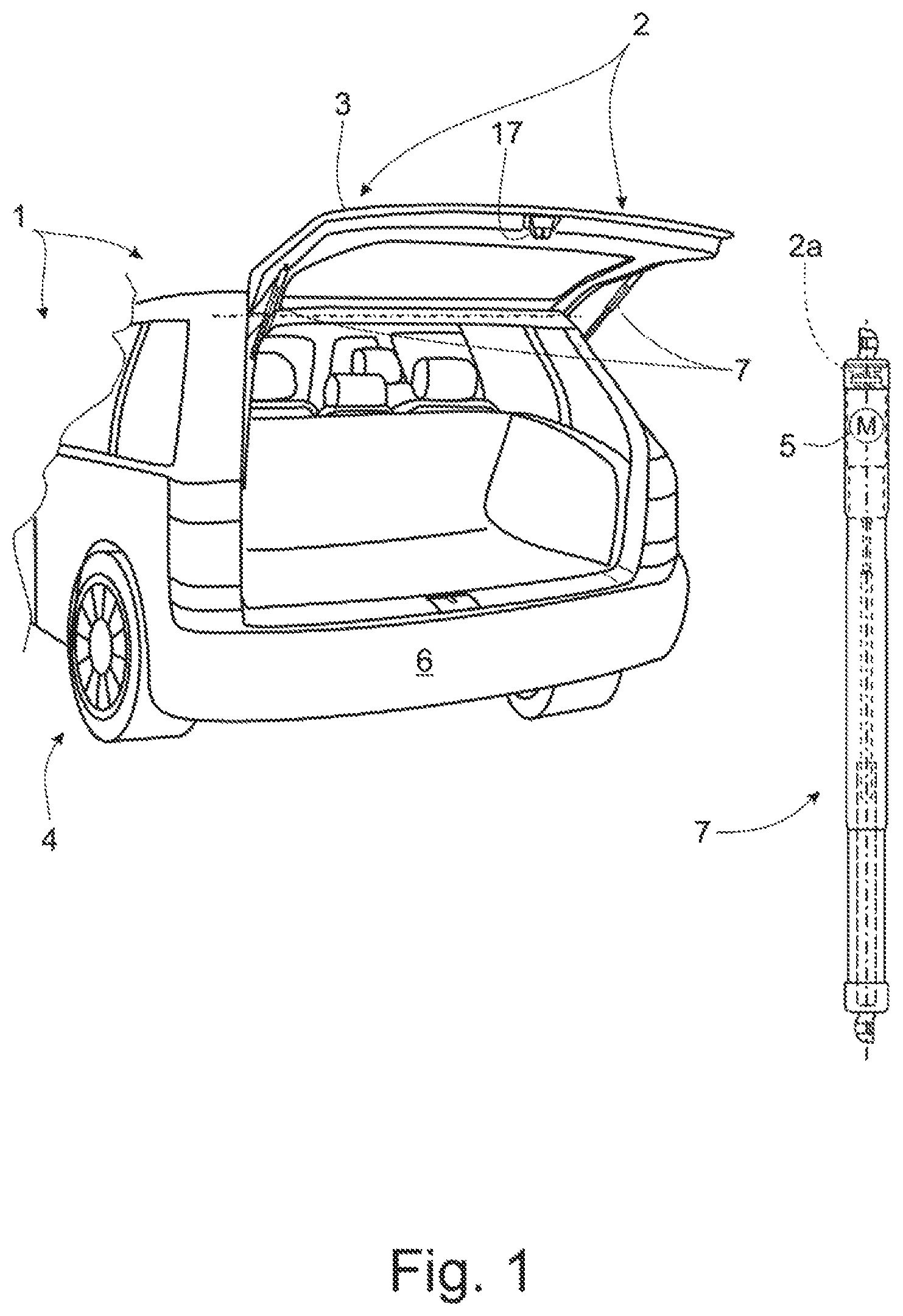 Patent US11814890 — Control system for an electric drive assembly of a hatch of a motor vehicle — Figure 1