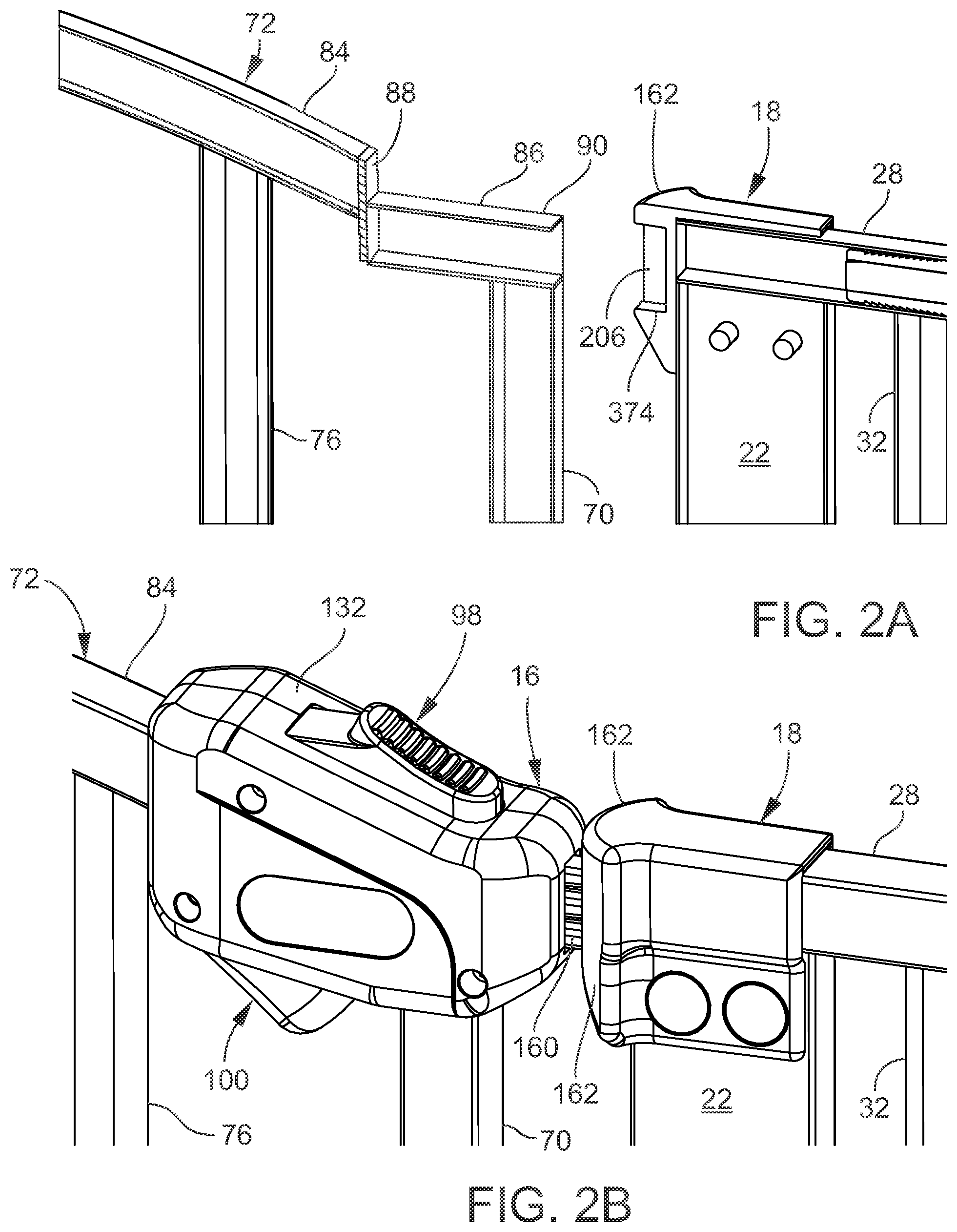 Patent US11814892 Figure 2 – Gated barrier with one hand latch apparatus