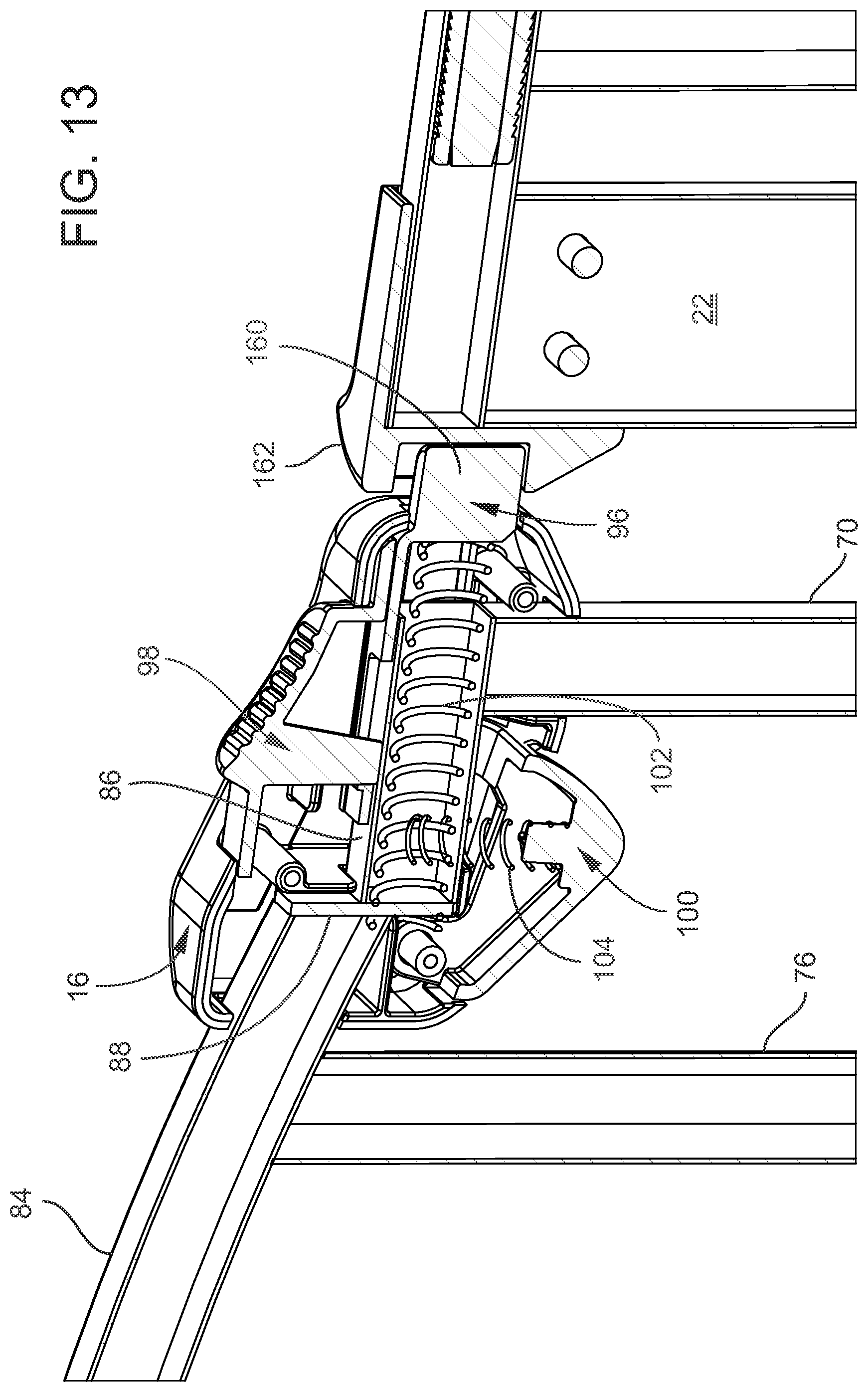 Patent US11814892 Figure 13 – Gated barrier with one hand latch apparatus
