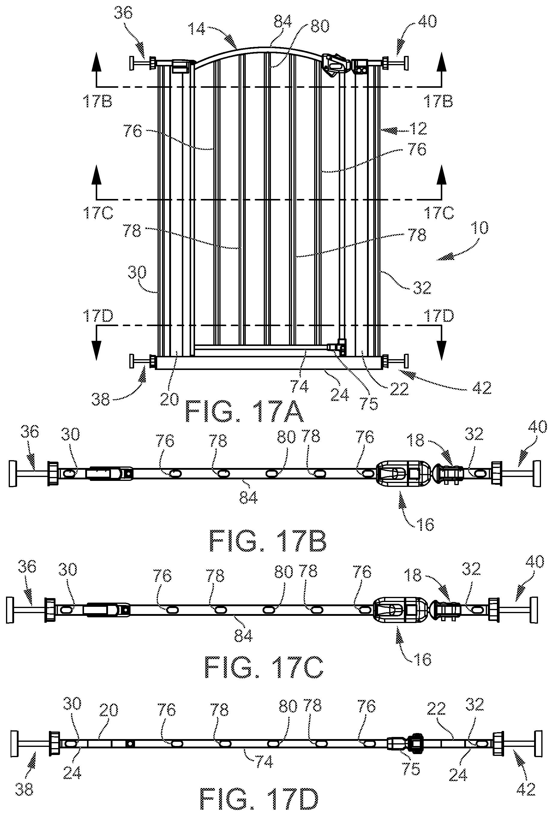 Patent US11814892 Figure 17 – Gated barrier with one hand latch apparatus