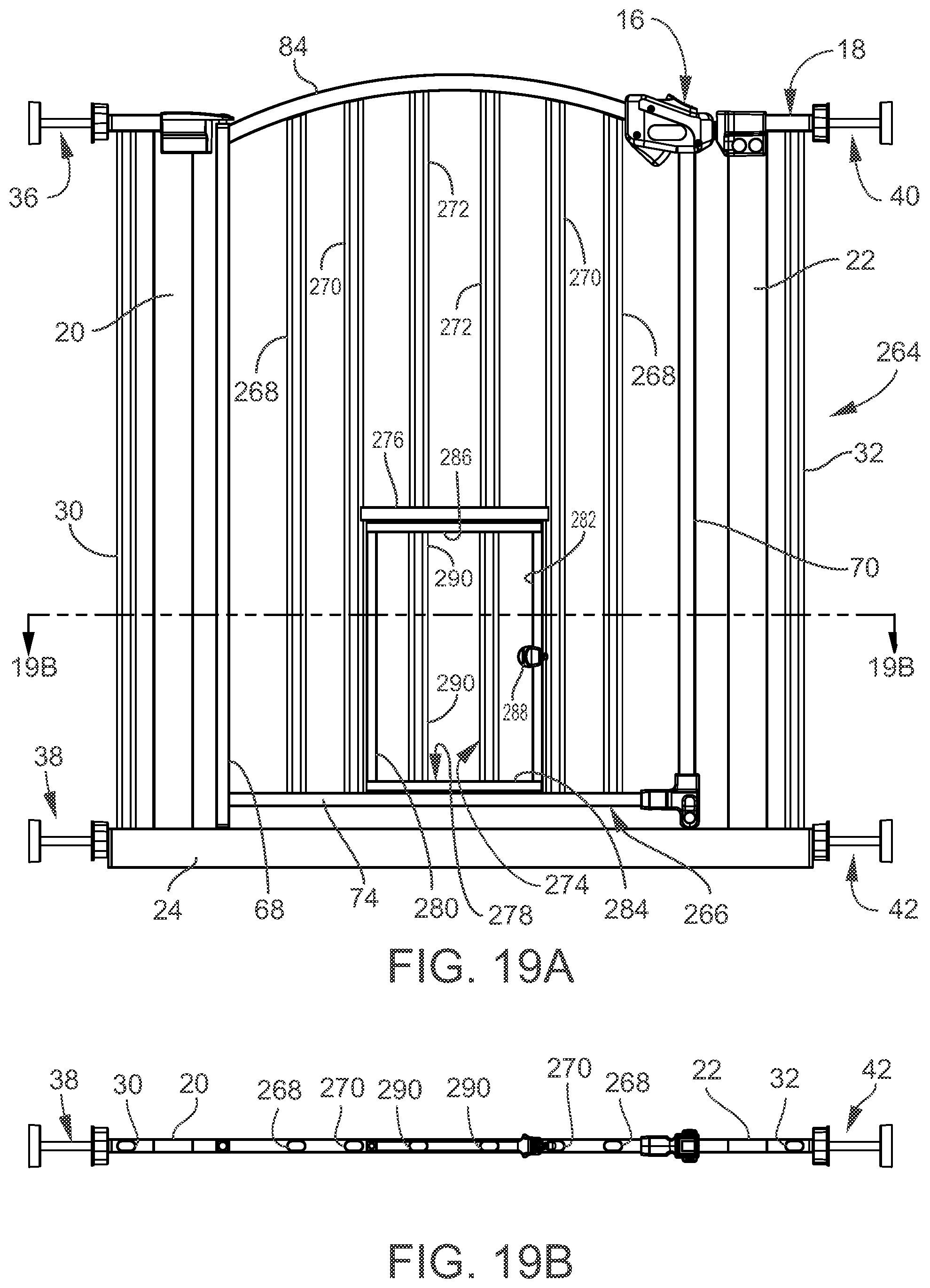 Patent US11814892 Figure 19 – Gated barrier with one hand latch apparatus