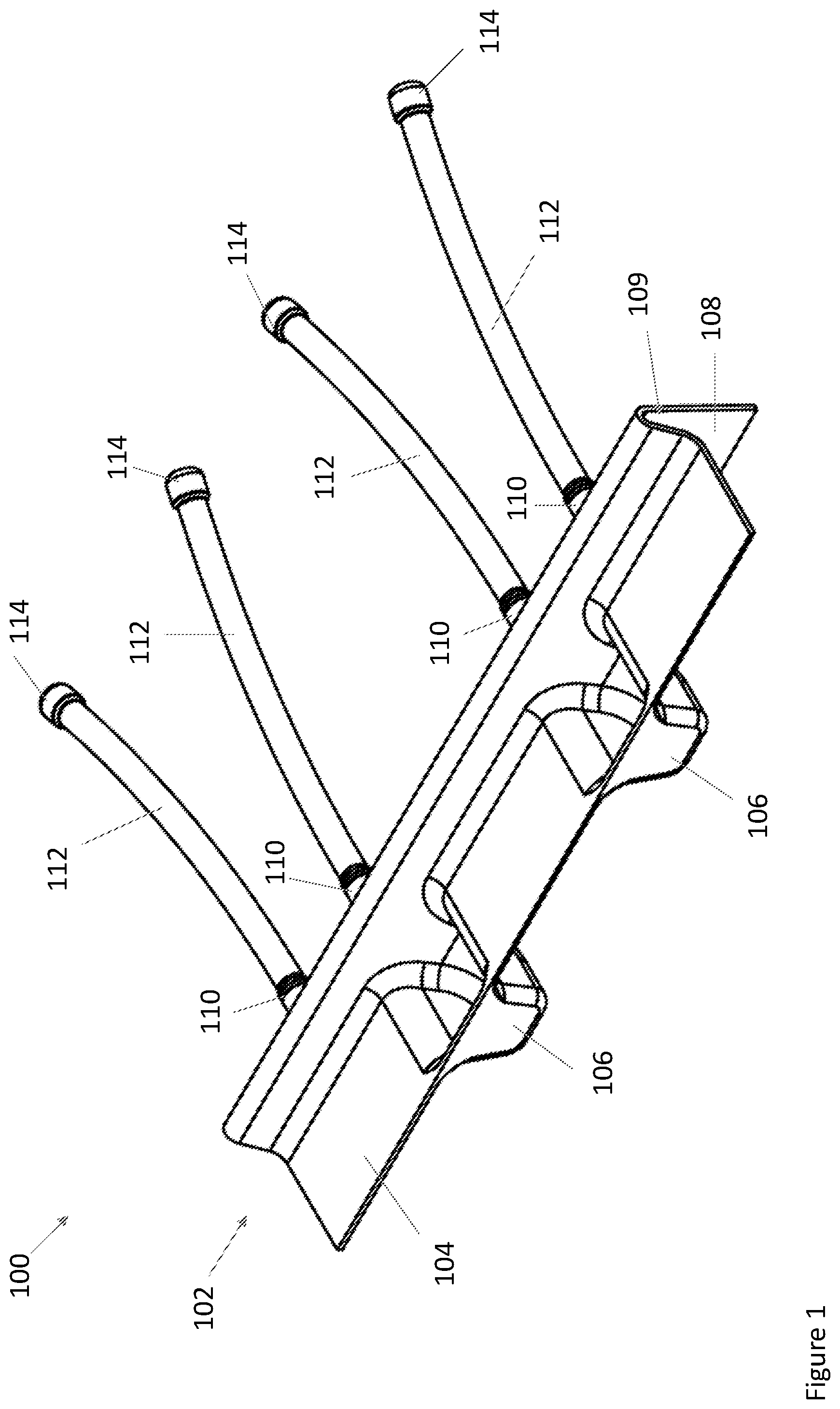 Patent US11814899 Figure 1 – Ladder securing device