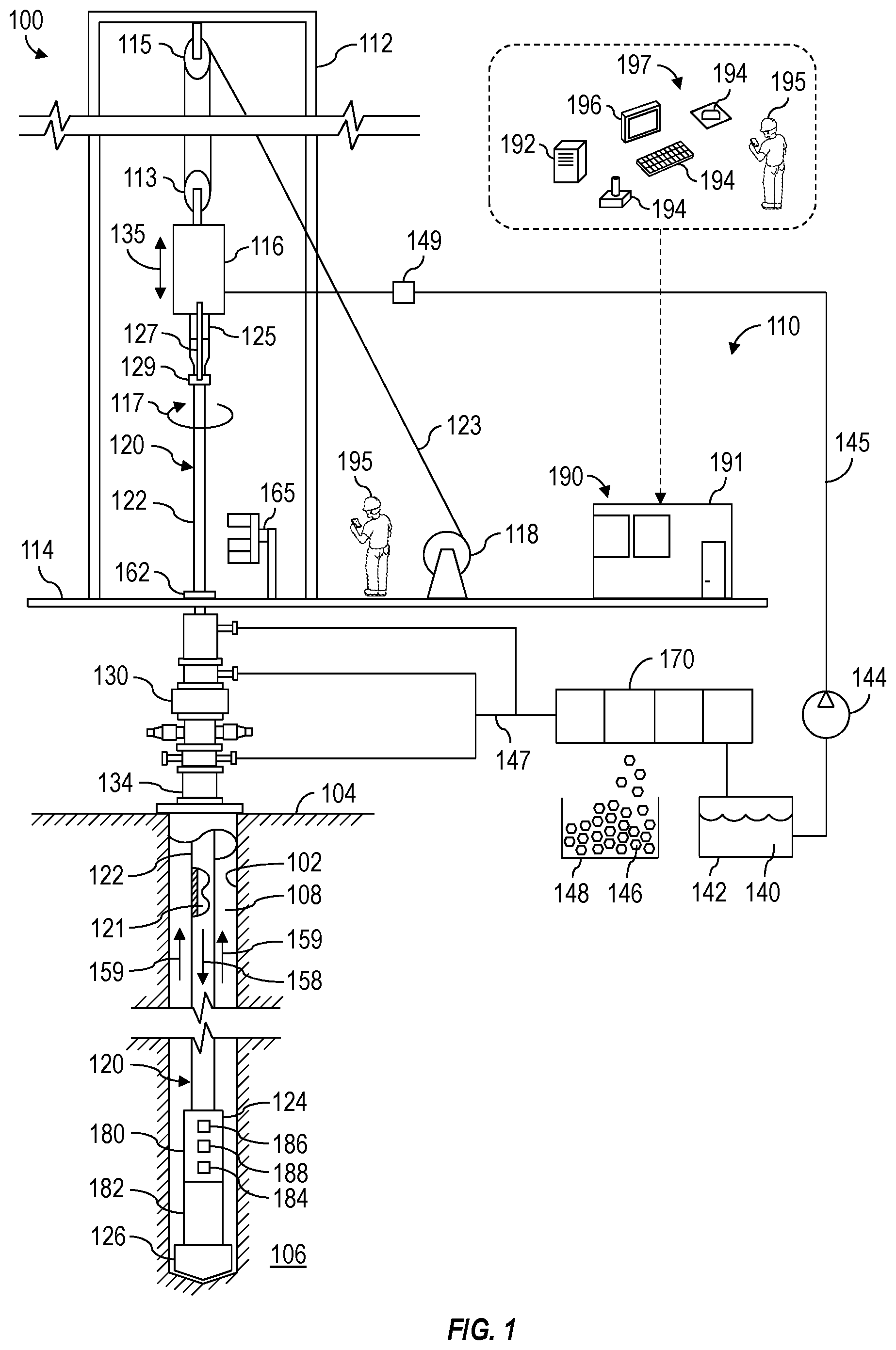 Patent US11814942 — Optimizing algorithm for controlling drill string driver — Figure 1