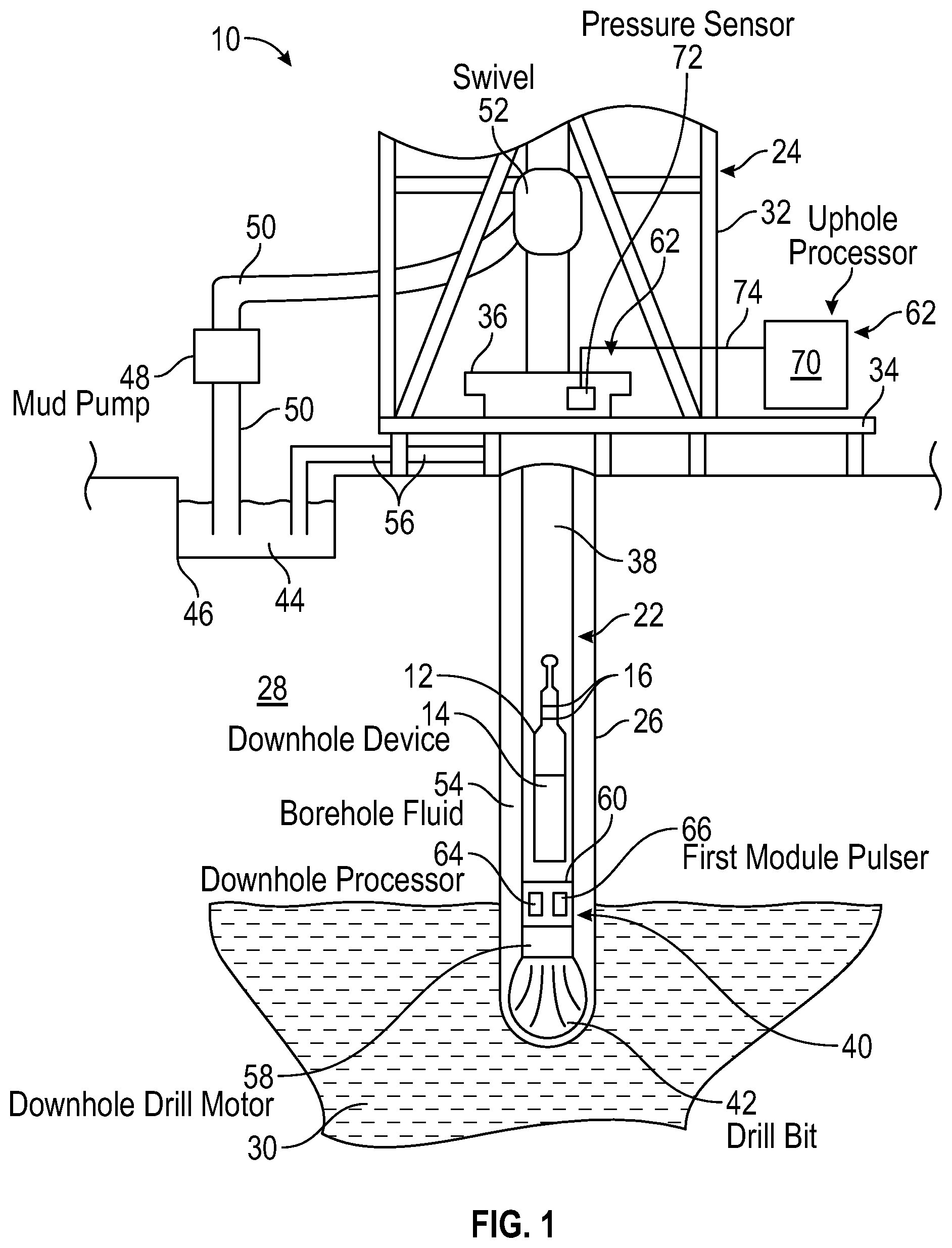 Patent US11814954 — Optimization of automated telemetry for a downhole device — Figure 1