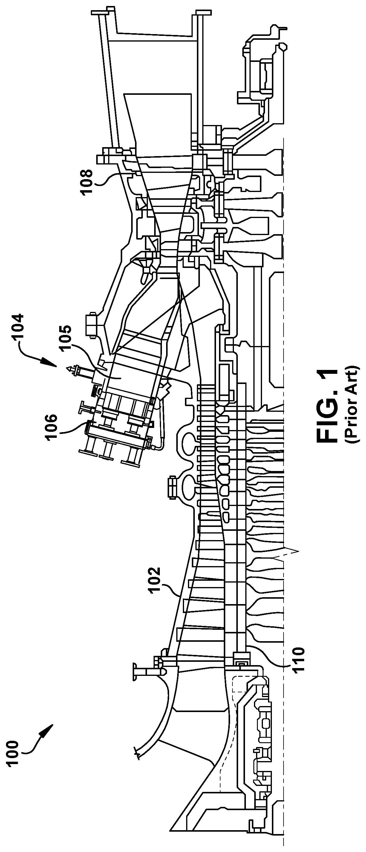 Patent US11814965 — Turbomachine blade trailing edge cooling circuit with turn passage having set of obstructions — Figure 1