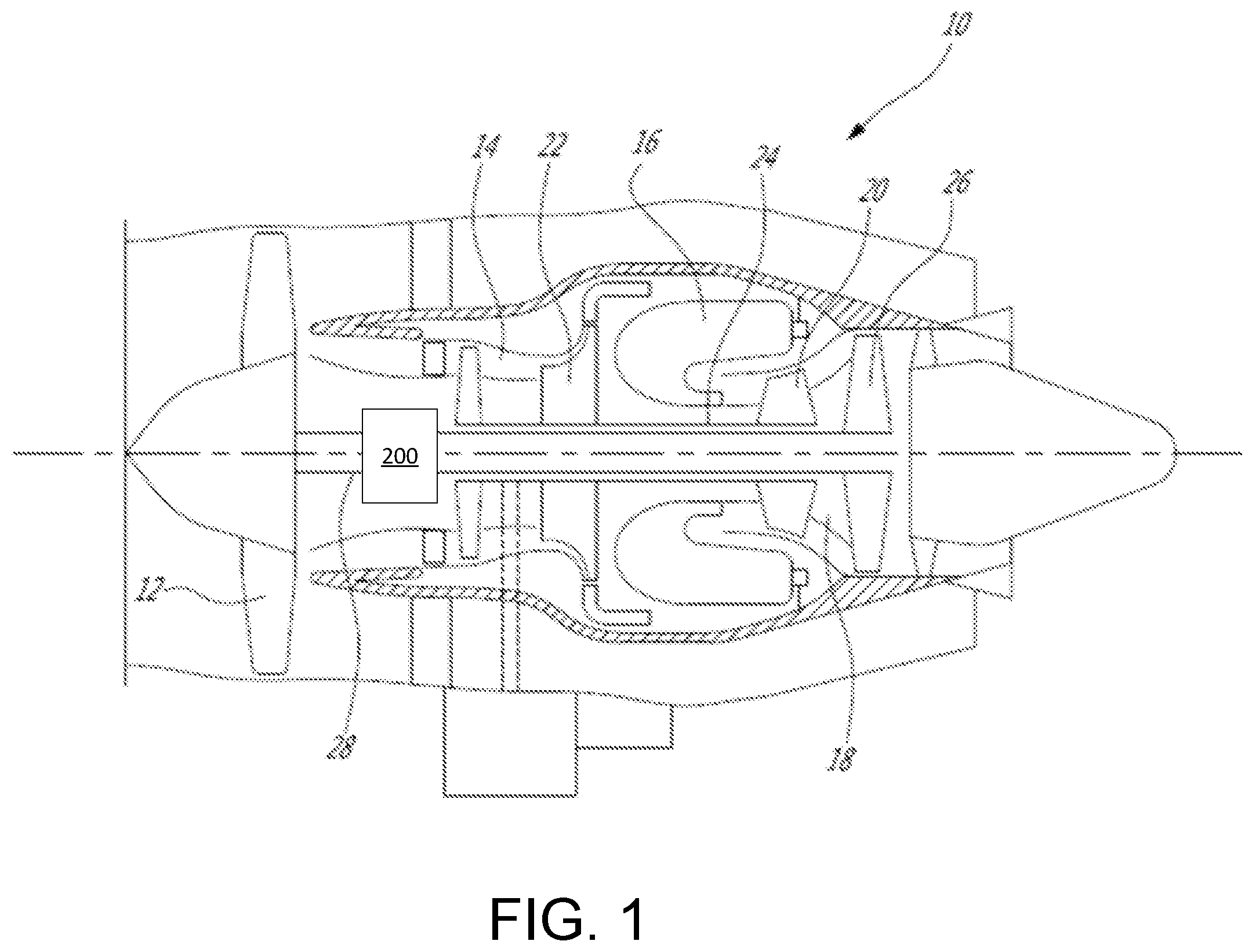 Patent US11814970 — System and method for measuring an axial position of a rotating component of an engine — Figure 1