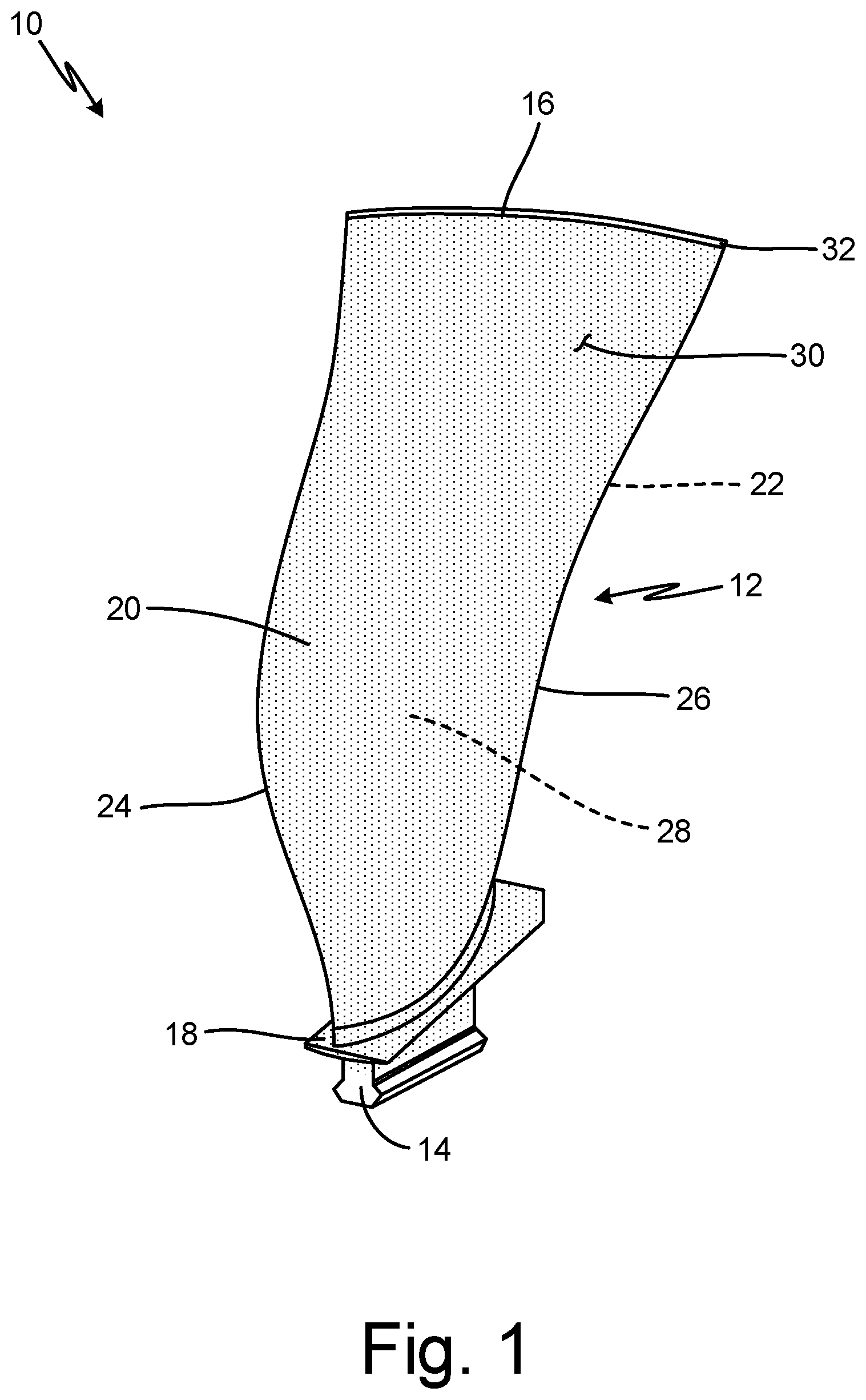 Patent US11814983 — Method to strip coatings off of an aluminum alloy fan blade — Figure 1
