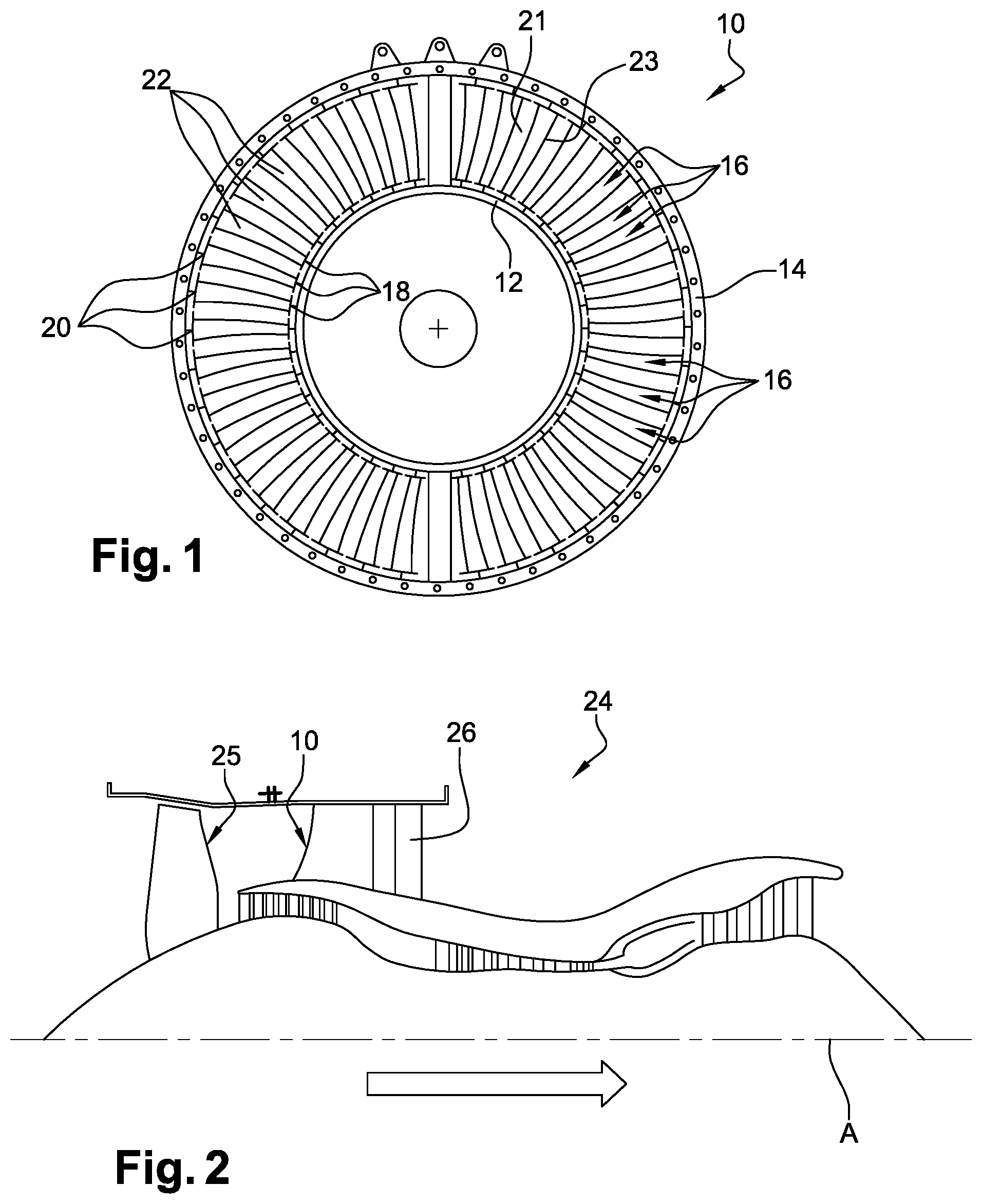 Patent US11814987 — Turbine engine comprising a straightening assembly — Figure 1