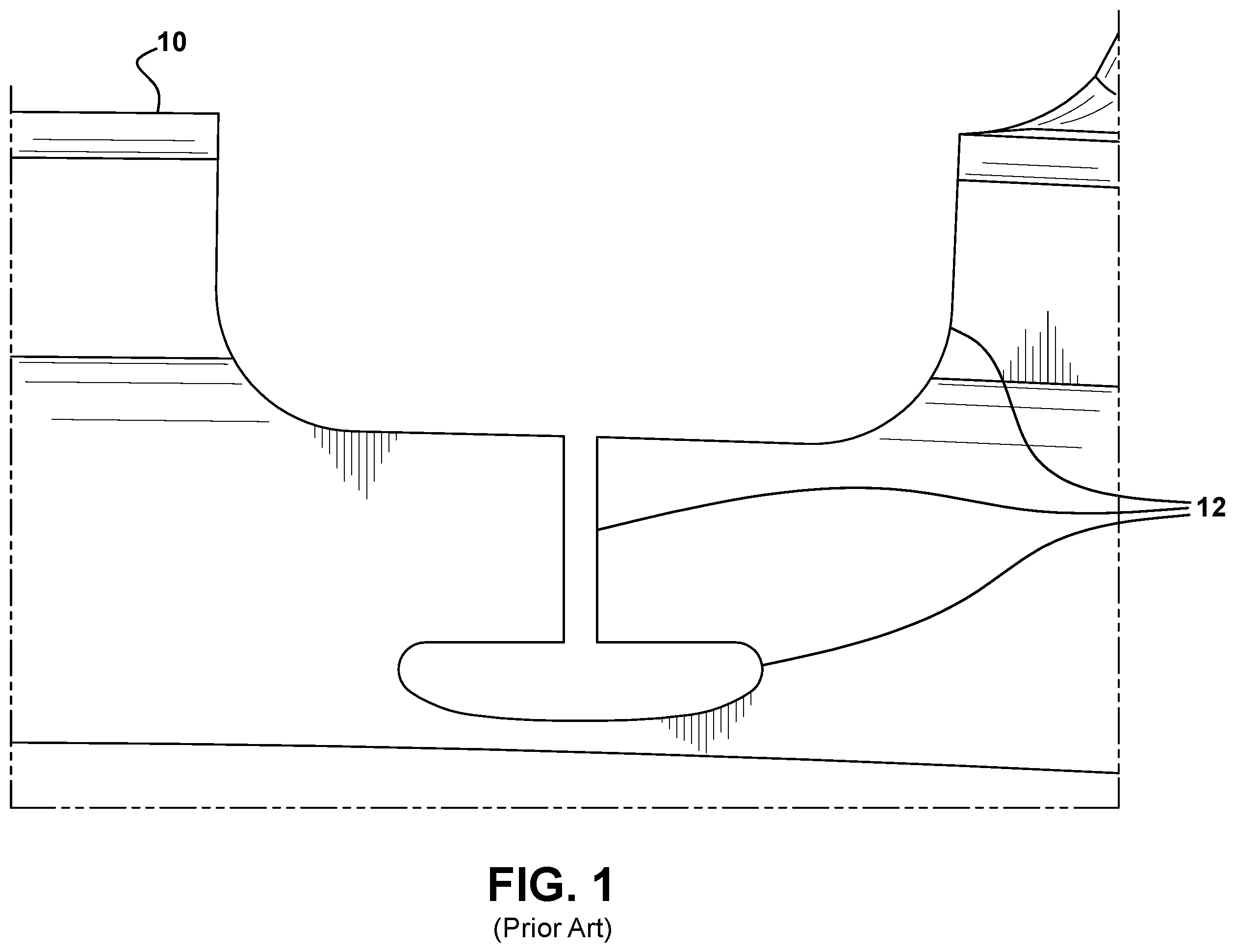 Patent US11814991 — Turbine nozzle assembly with stress relief structure for mounting rail — Figure 1