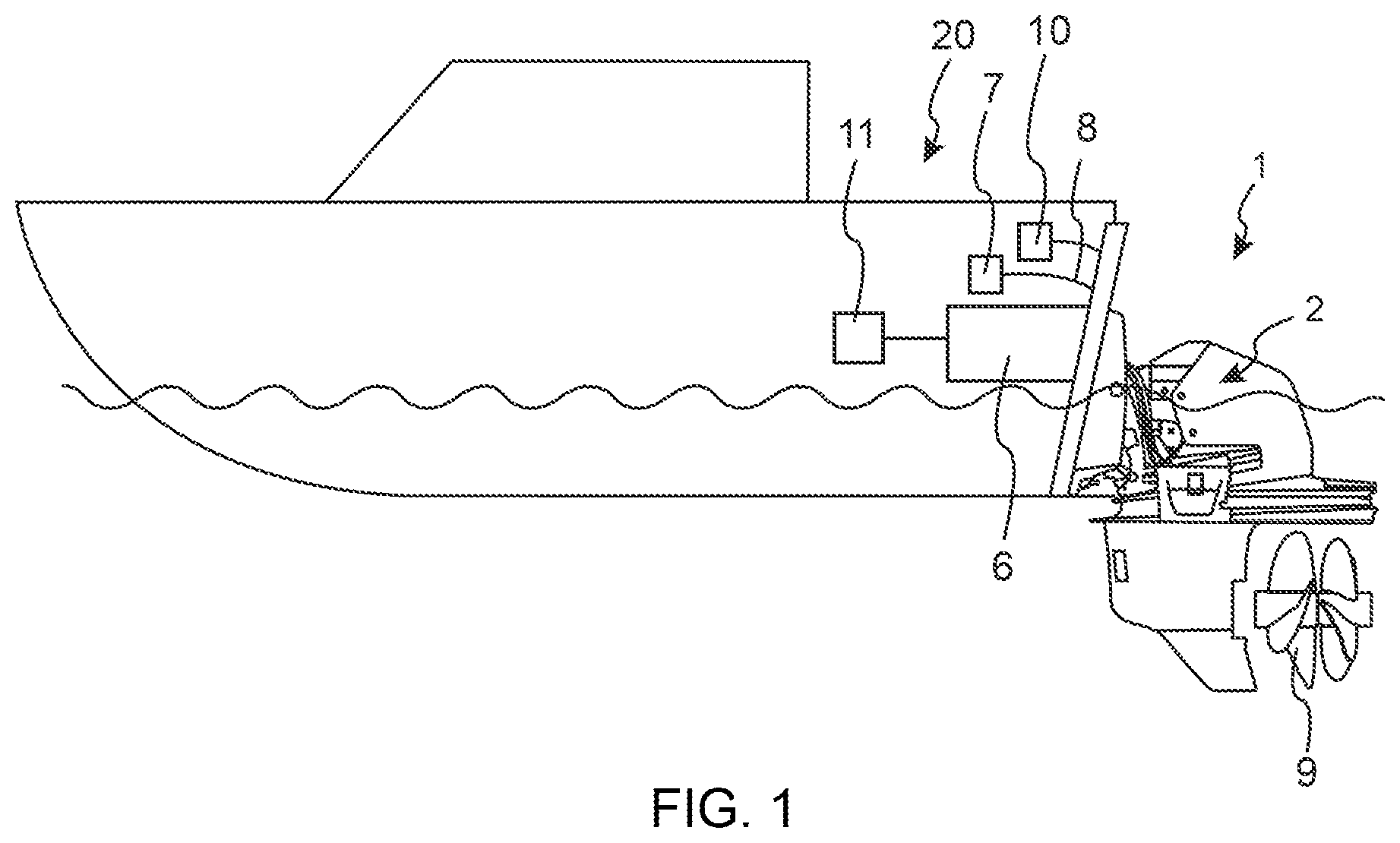 Patent US11814993 — Method and system for checking an oil level in a marine drive unit — Figure 1