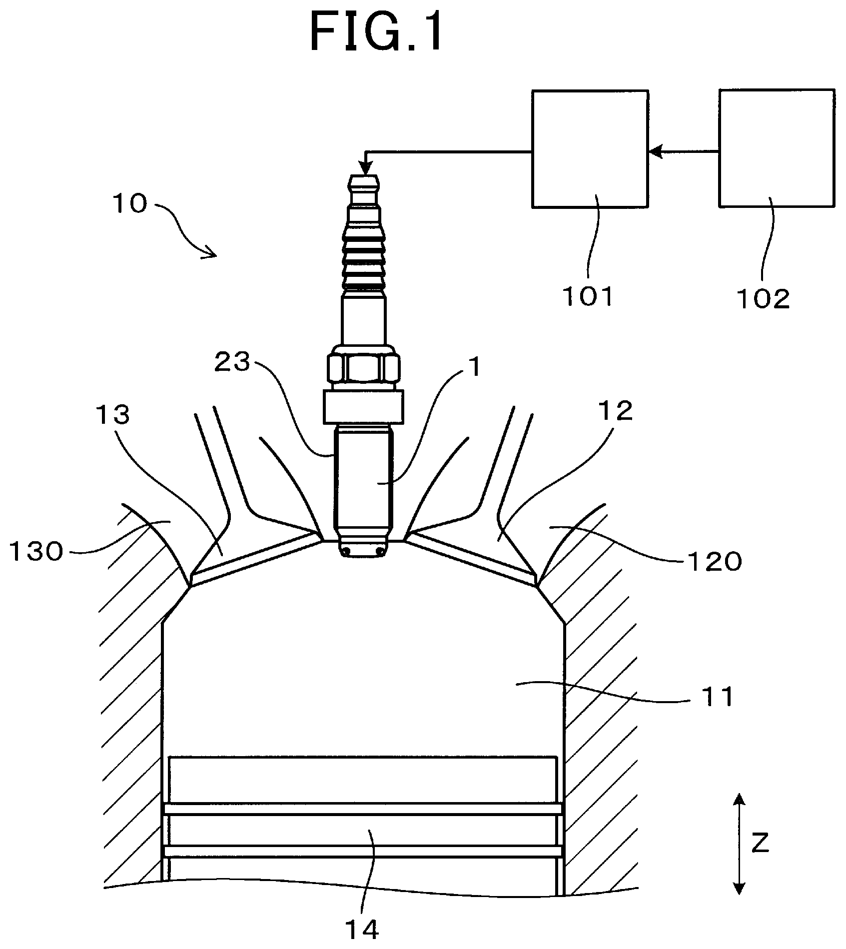 Patent US11815008 — Ignition system for internal combustion engine — Figure 1