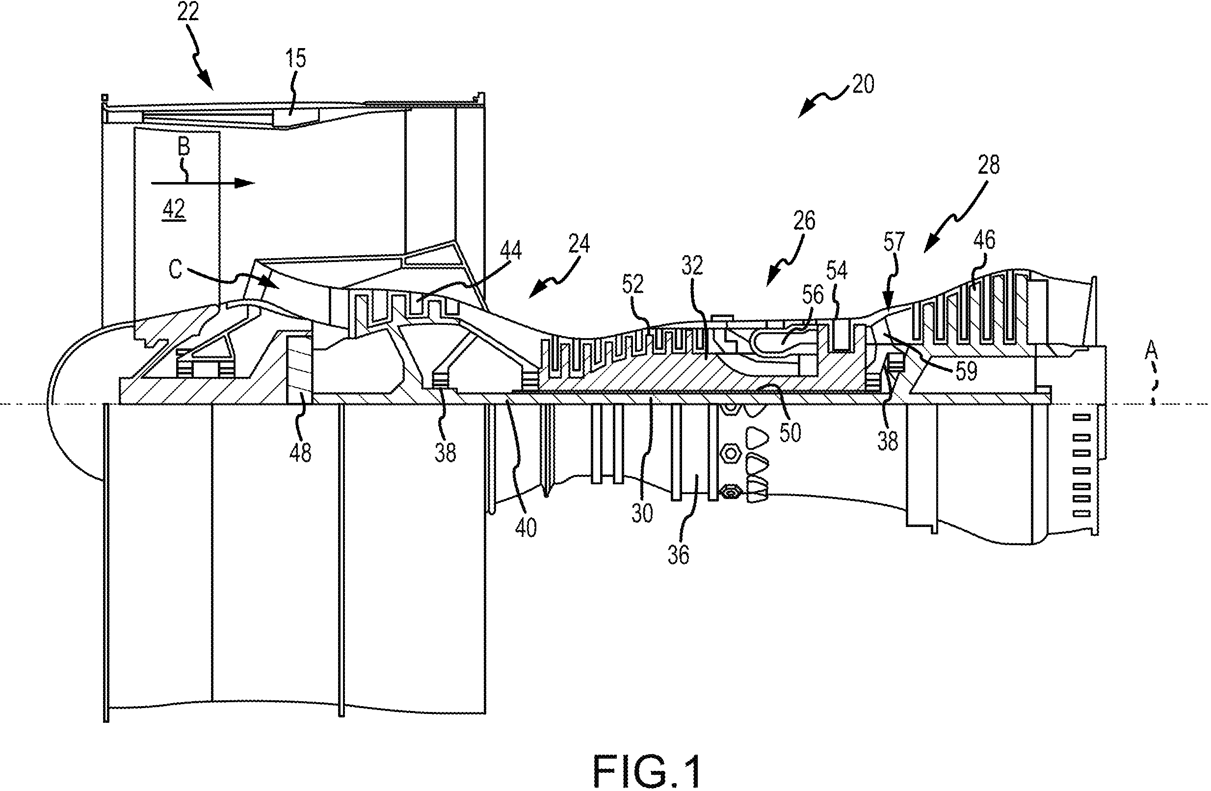 Patent US11815029 — Power assisted engine start bleed system — Figure 1