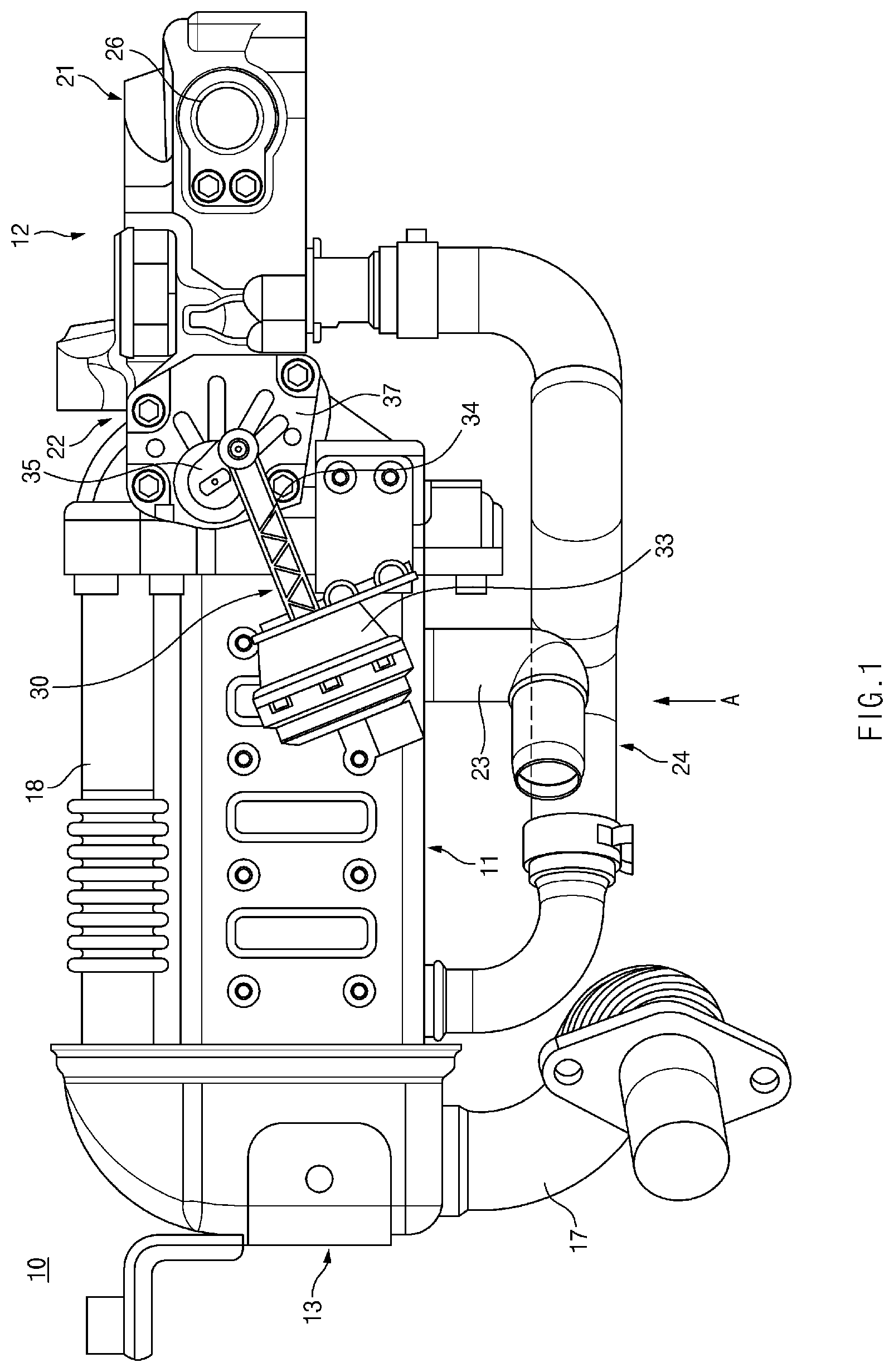 Patent US11815052 Figure 1 – EGR cooler