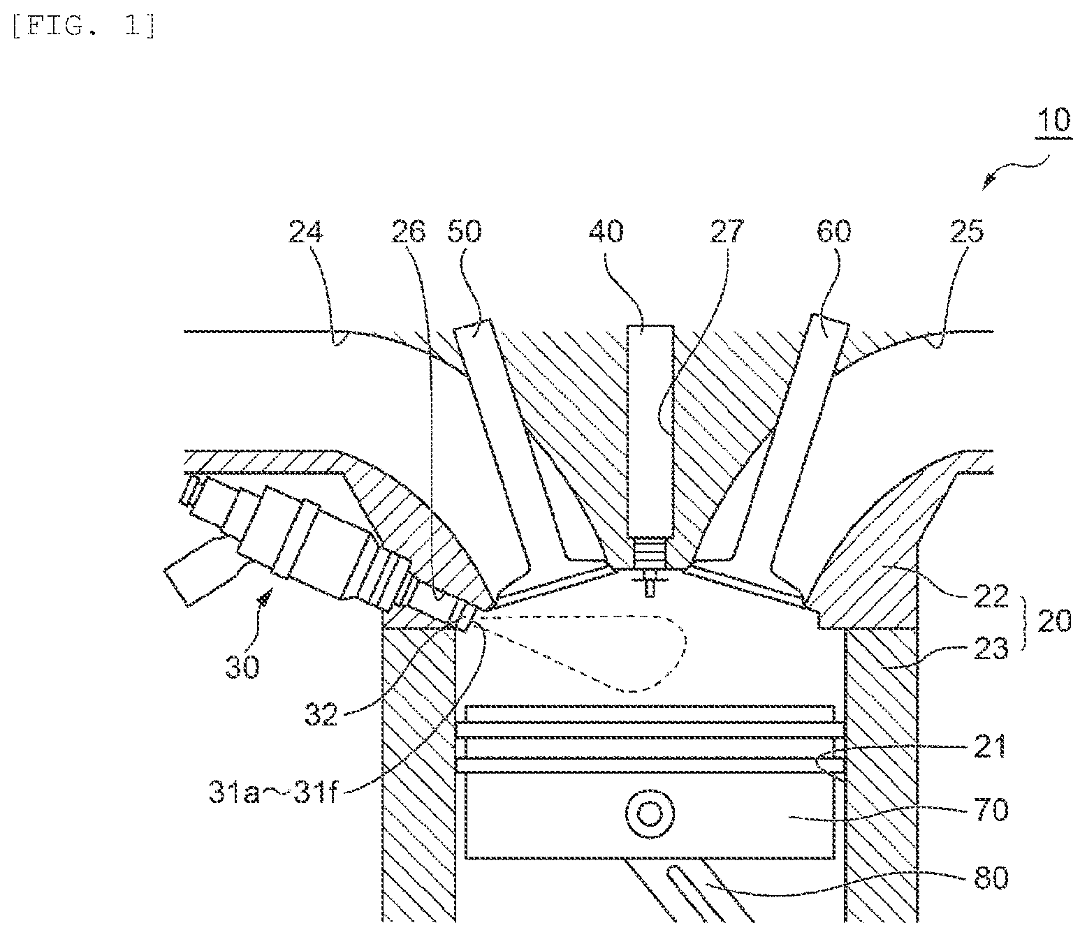 Patent US11815057 — Fuel injector and internal combustion engine including fuel injector — Figure 1